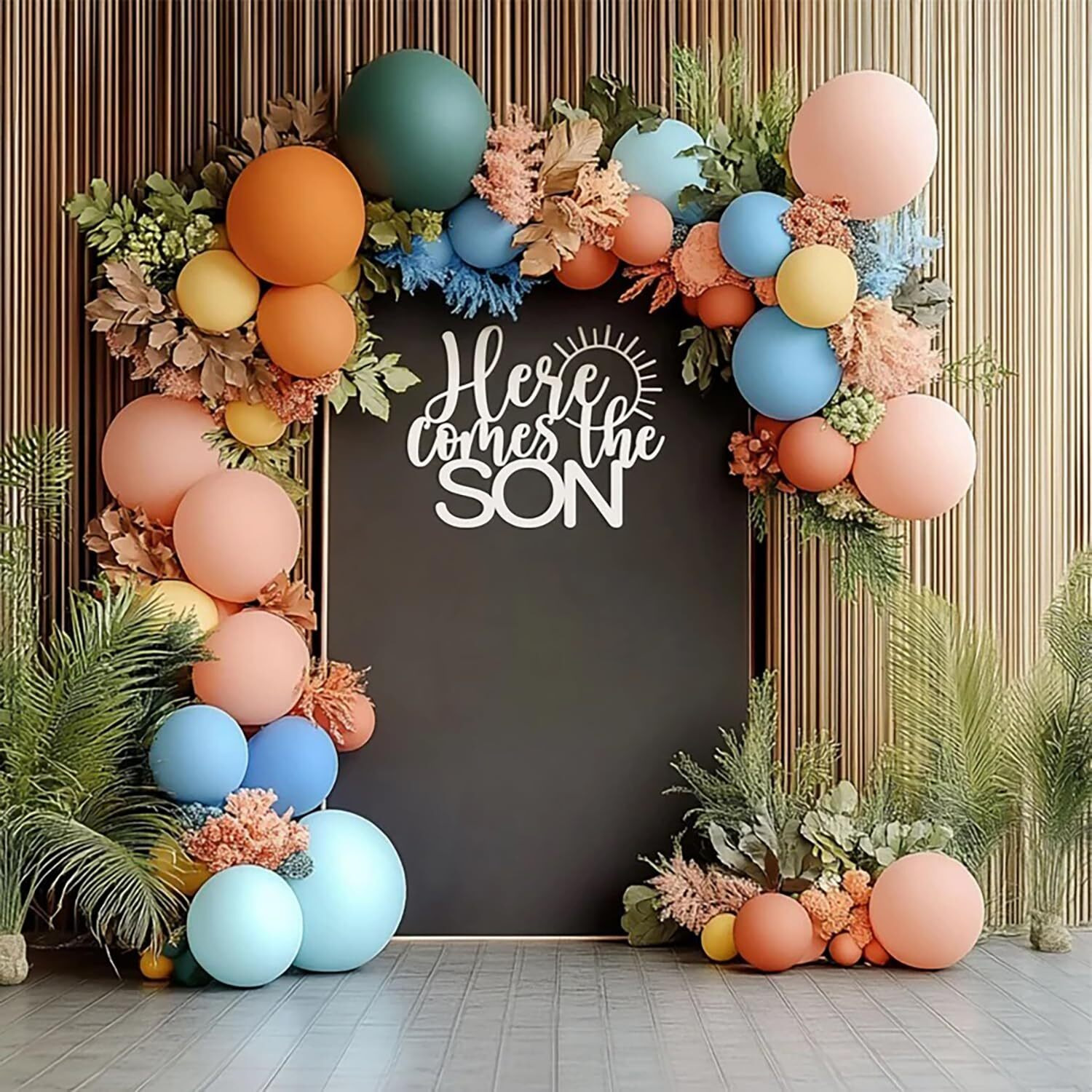 Here Comes The Son Sign For Backdrop,Wooden Sunshine Sun Baby Shower Sign For Gender Reveal Baby Shower Birthday Party Decor Supplies