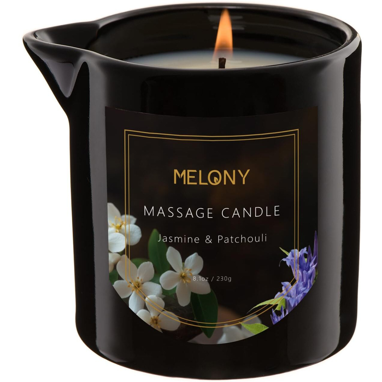 Melony Luxury Massage Candle - Moisturising, Body Oil Candles For Muscle Relaxation, Home Spa, 8.1Oz (Jasmine & Patchouli)