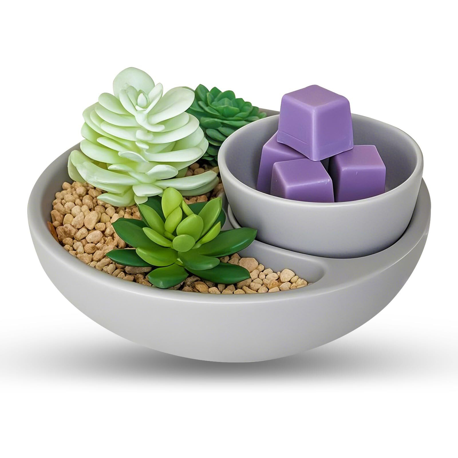Waxarapy Ceramic Wax Melt Warmer, 3-In-1 Electric Wax Melter Fragrances Candle Oil Burner For Scented Wax, Ptc Heating Easy To Clean For Scented Wax Melts/Tarts/Fragrance Cubes(Grey Succulent)