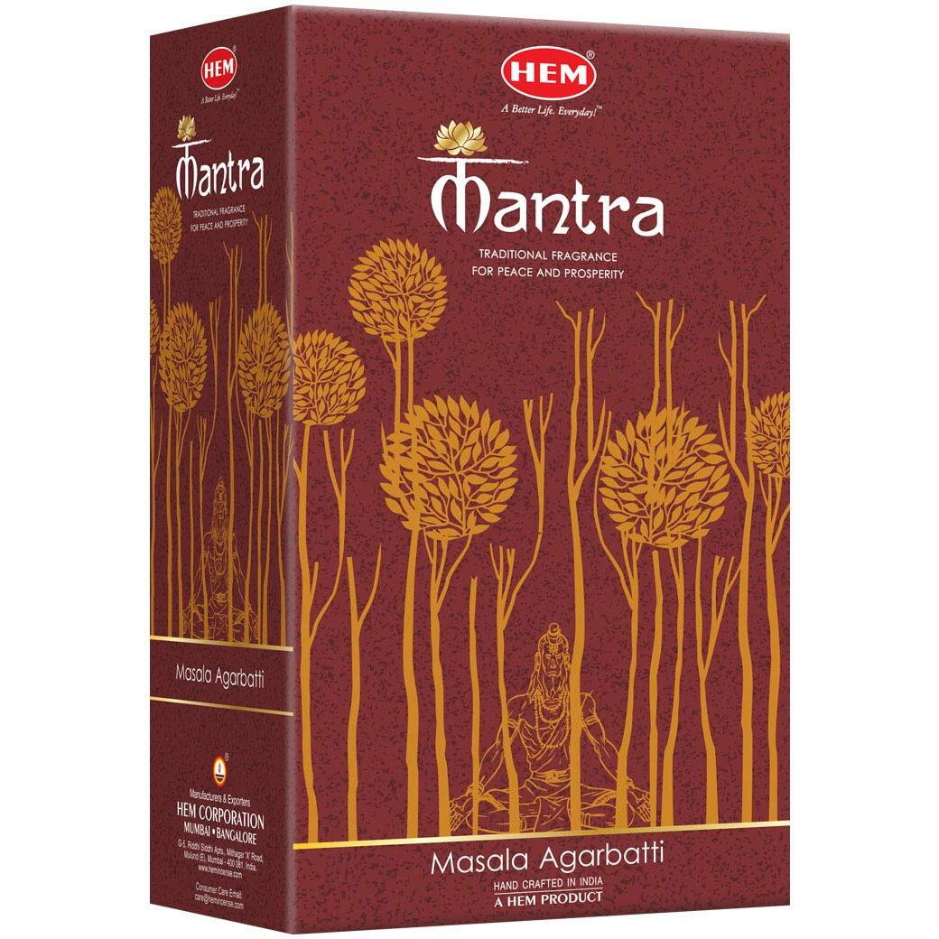Hem Premium Mantra Masala Incense Sticks | Natural Oil Fragrance For Positivity & Natural Air Purifier | Aromatherapy Incense For Anxiety, Stress Buster | Gift Set - Pack Of 12 (15 Gms Each)