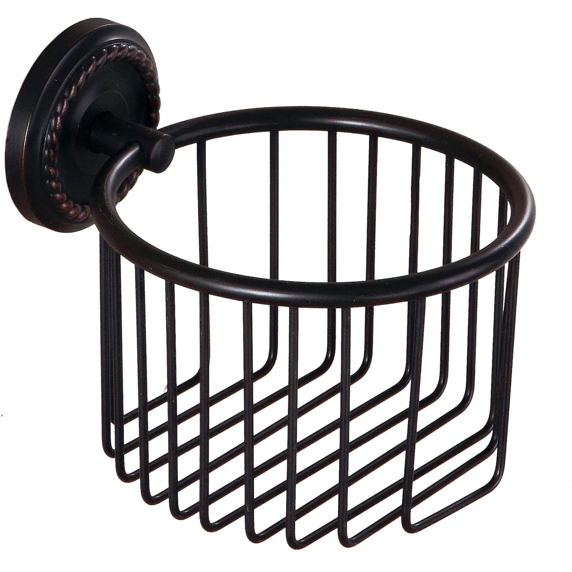 Vintage Wall-Mounted Toilet Paper Holder With Wire Basket Design, Oil-Rubbed Bronze, Wall-Mounted Bath Hand Towel Holder With Braiding Carvings, Vintage Style.
