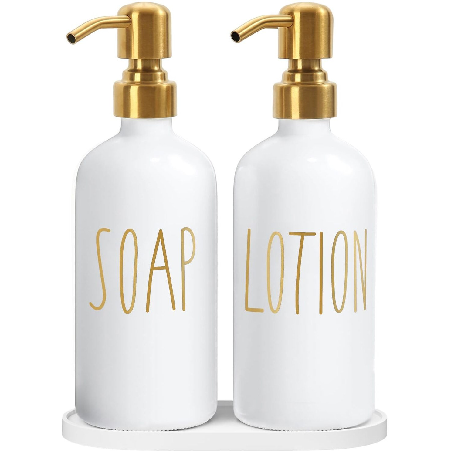 Momeemo Bathroom Soap Dispenser Set, Contains Lotion And Hand Soap Dispenser, Suitable For Bathroom Decor. (White)
