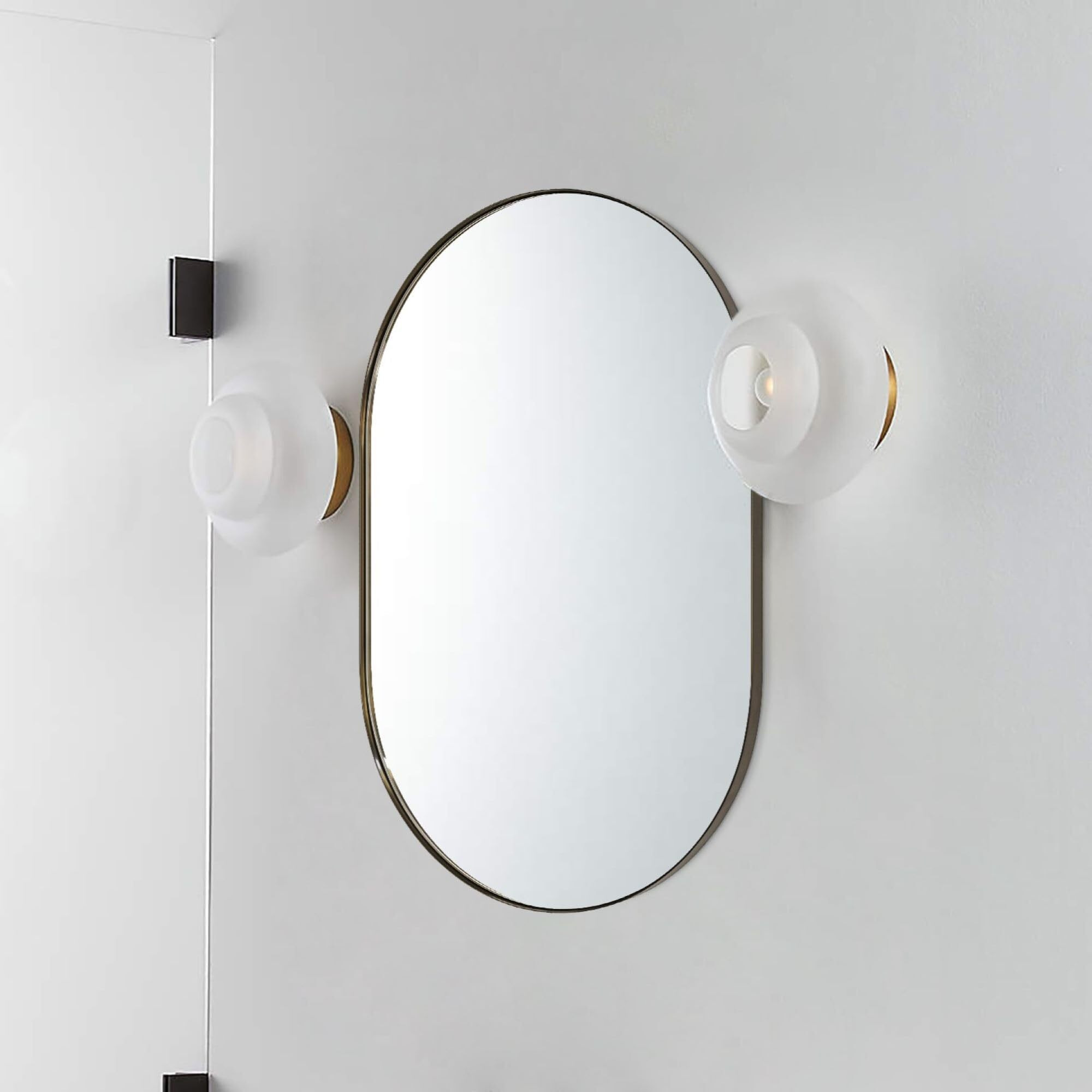 Tehome Oil Rubbed Bronze 20X30'' Oblong Mirror Dark Bronze Capsule Pill Shaped Bathroom Vanity Mirror 30 X 20 Inch Oval Metal Framed Mirror In Stainless Steel
