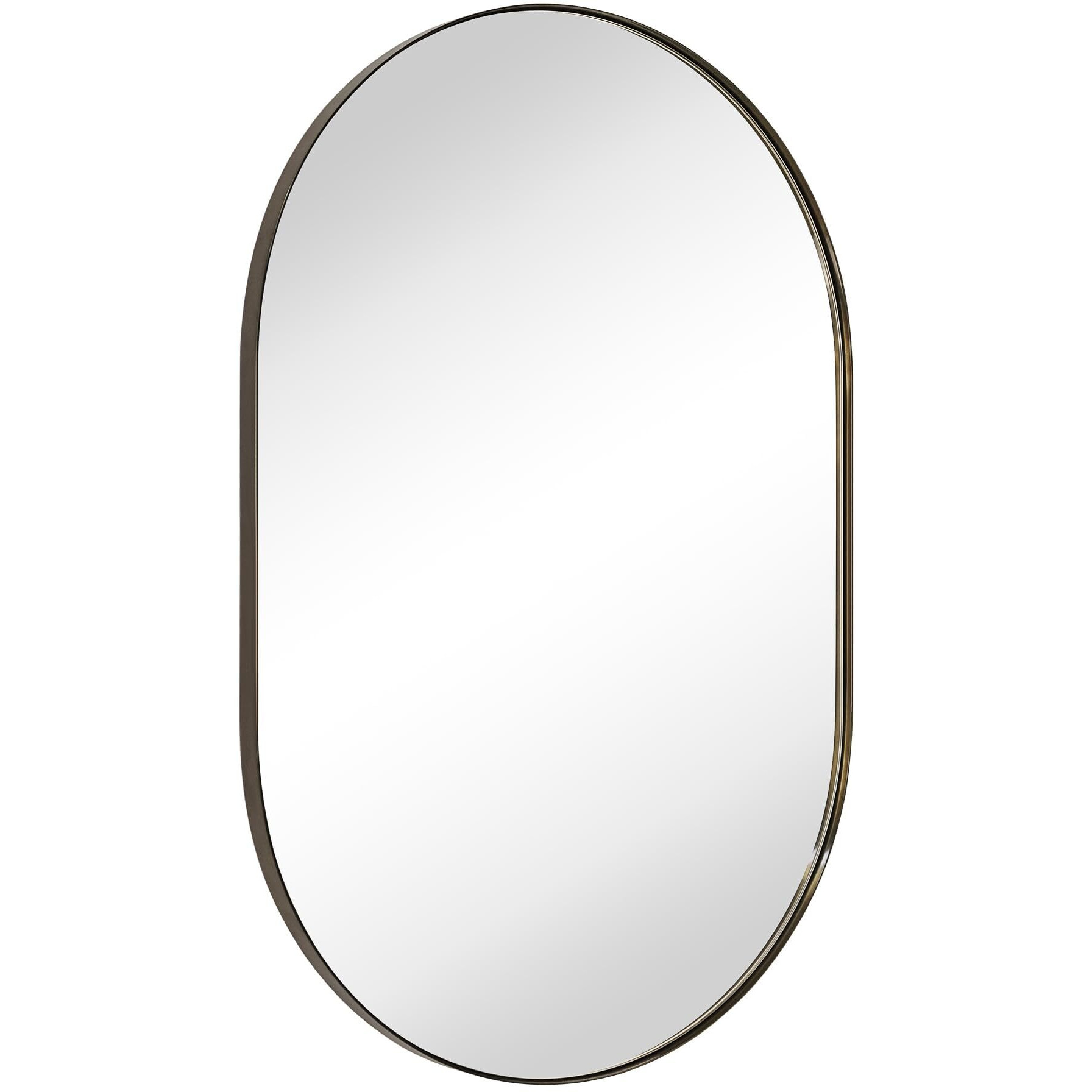 Tehome Oil Rubbed Bronze 20X30'' Oblong Mirror Dark Bronze Capsule Pill Shaped Bathroom Vanity Mirror 30 X 20 Inch Oval Metal Framed Mirror In Stainless Steel