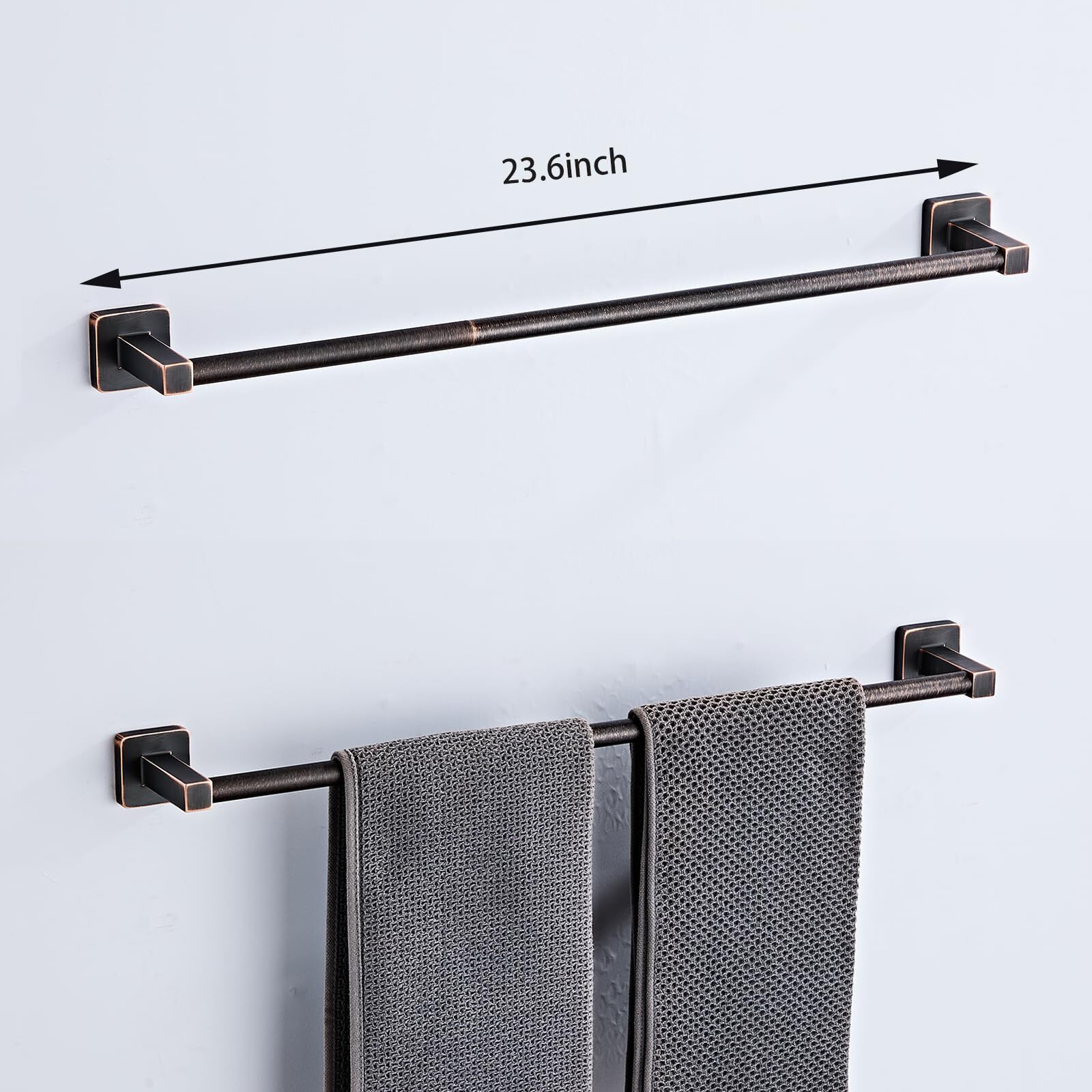 Bathroom Hardware Set 4 Pieces,Oil Rubbed Bronze Bathroom Accessories Set Stainless Steel Wall Mounted, Hand Towel Bar, Towel Ring, Robe Towel Hooks,Toilet Paper Holder,Towel Bar Set, 23.6 Inch