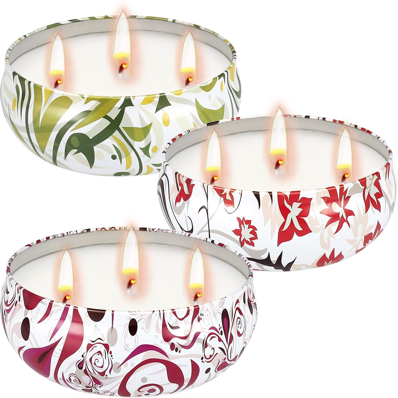 Citronella Candle Outdoor, Large 3-Wick Citronella Candles For Patio, Garden, Camping, Indoor Outside Decorative, Natural Soy Wax With Citronella Oil, 240 Hour Burn Time, 36Oz, 3-Pack
