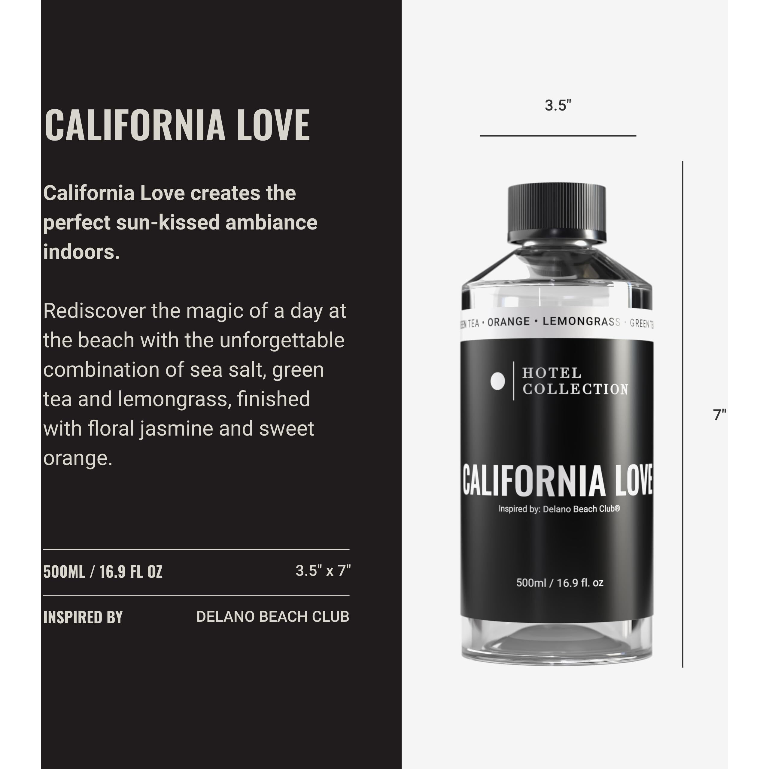 Aroma360 Hotel Collection Diffuser Oil-California Love-Aromatherapy Essential Fragrance-Luxury Hotel Inspired-Marine, Bergamot& Jasmine-500Ml 16.9 Fl Oz