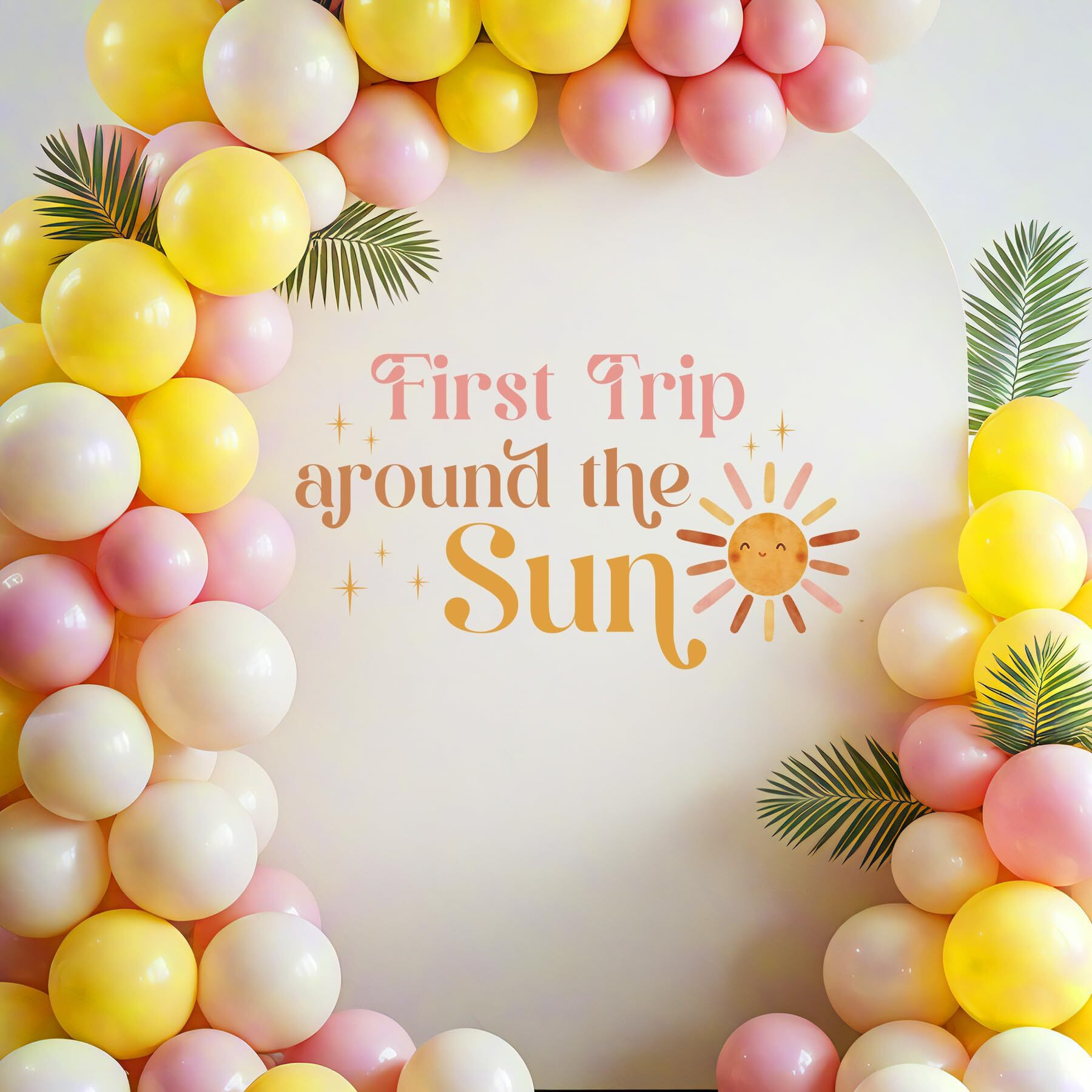 First Trip Around The Sun Decorations - First Trip Around The Sun Decal For Balloons Arch Backdrop, Sun Themed One Year Old Wall Decor, Outer Space 1St Birthday Party Supplies Boy Girl