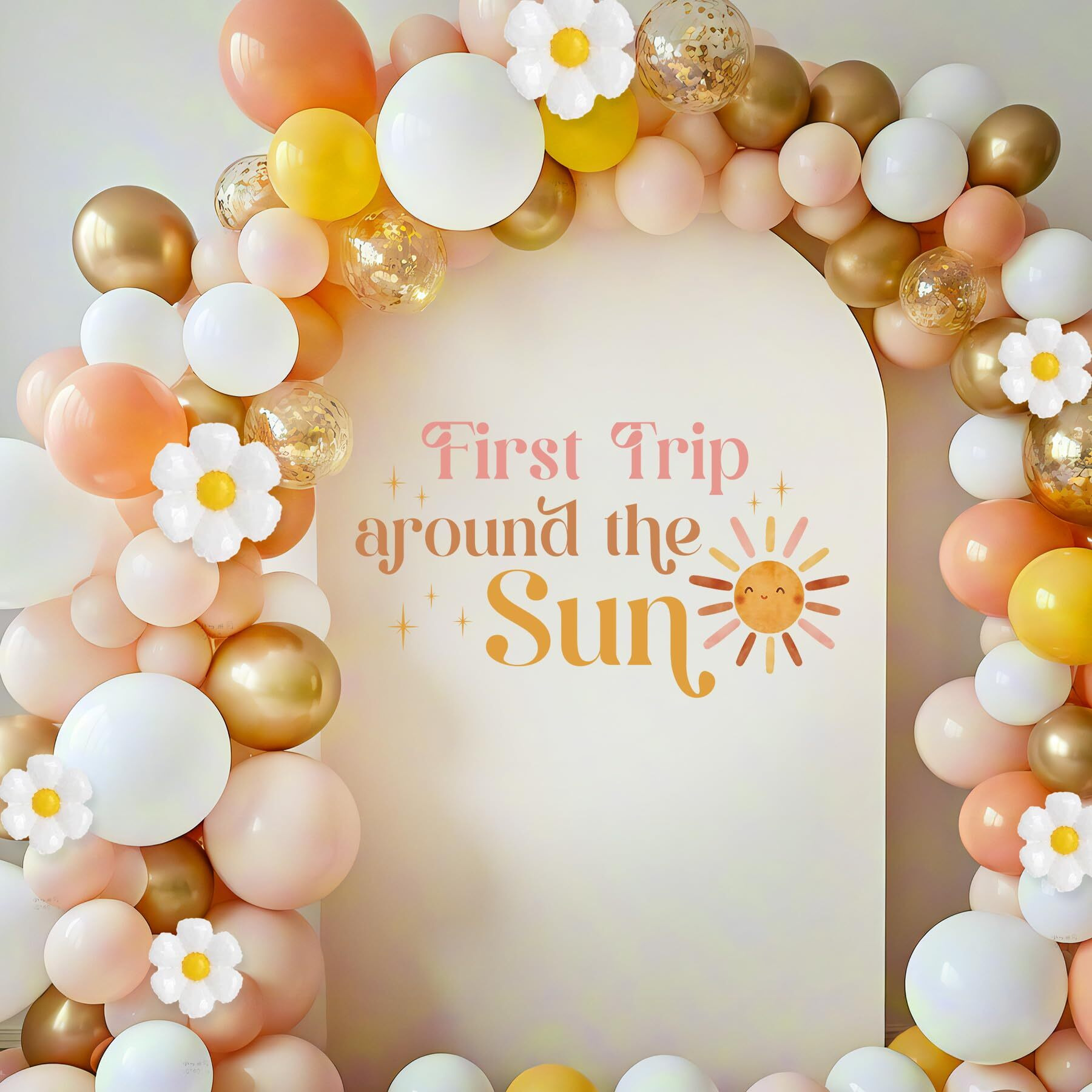 First Trip Around The Sun Decorations - First Trip Around The Sun Decal For Balloons Arch Backdrop, Sun Themed One Year Old Wall Decor, Outer Space 1St Birthday Party Supplies Boy Girl