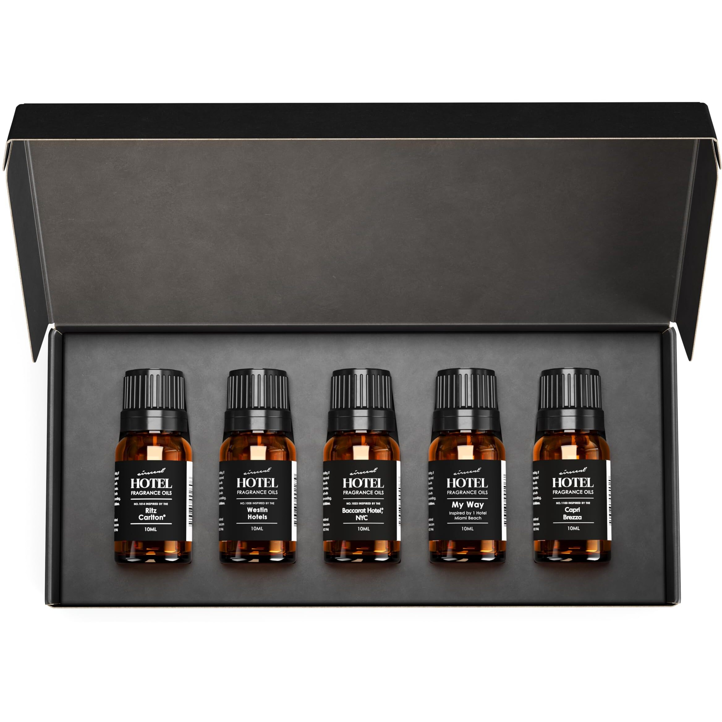Airscent Hotel Diffuser Oil Gift Set - Buyers Best Picks - 10 Ml, 0.34 Fl Oz Hotel Fragrance Oil Gift Set - Inspired By The Ritz Carlton, Westin, Baccarat Nyc, My Way And Capri Brezza Scents