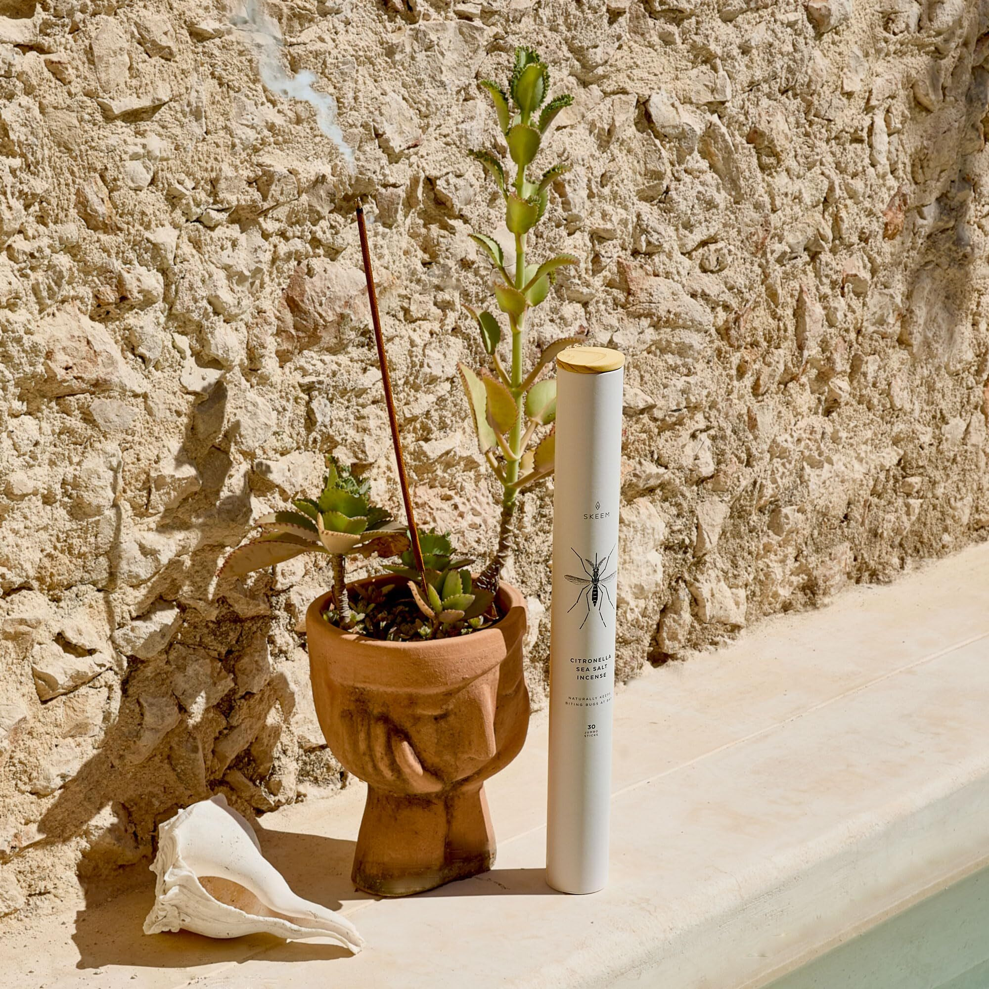 Skeem Sea Salt Citronella Jumbo Incense - Tube Of 30 Slow Burning And Long Lasting Large Outdoor Citronella Incense Sticks, 90 Hr Burn Time - With Plant Based Essential Oils