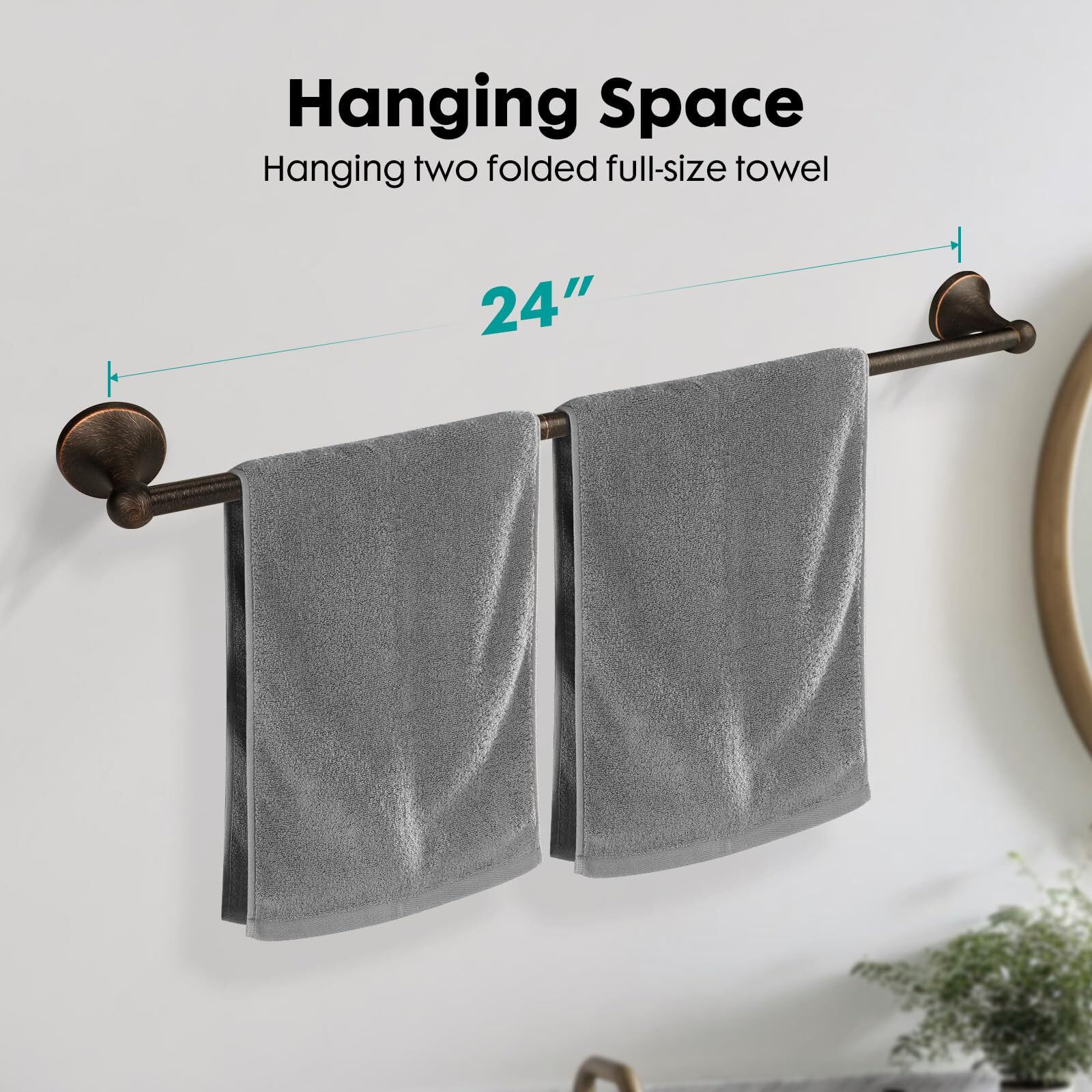 Ntipox Antique Bathroom Towel Bar Oil Rubbed Bronze, 24 Inch Towel Racks For Bathroom Wall Mounted,Bathroom Towel Holder Bronze,Home Decor Towel Rod