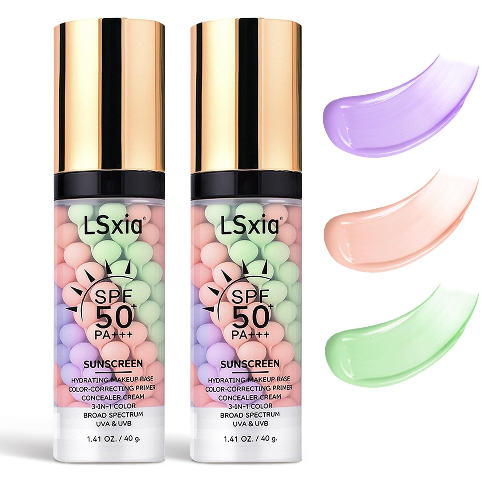 3 In 1 Primer For Face Before Makeup, Spf 50, Tinted Moisturizer Sunscreen Isolation Cream, One Step Color Corrector Makeup Primer, Color Correcting Concealer Oil Control, Base De Maquillaje, 01+01