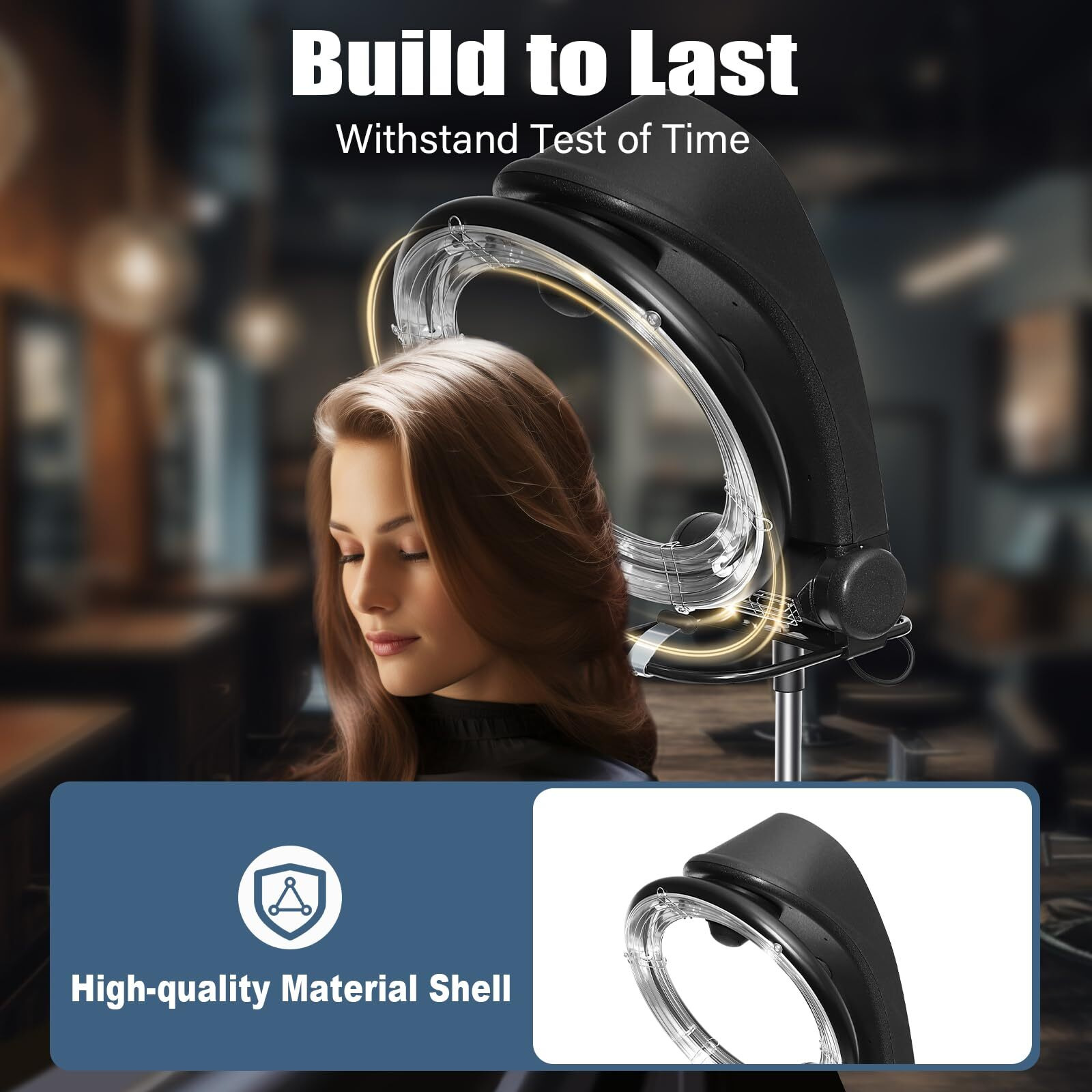 3 In 1 Orbiting Infrared Hair Dryer,Free-Stand Hair Dryer With Universal Wheels,Perm Processor Stand Hair Dyeing For Hair Care,Dyeing,Oil Treatment (Black 2)