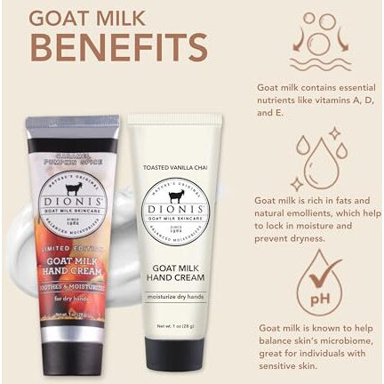 Dionis Goat Milk Skincare Hand Cream Set Of 2 - Cruelty Free, Paraben Free Travel Size Moisturizer Duo, Pumpkin & Vanilla Chai Scented 1Oz Mini Lotions For Dry Hands In A Gift Box
