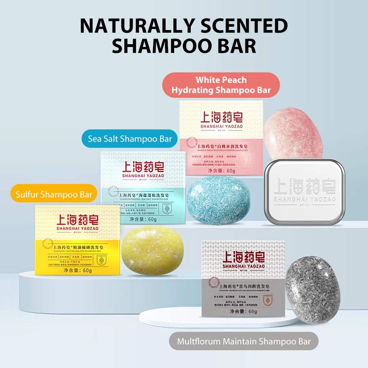 Bee & Flower Shampoo Bar Sulfur Shampoo Bar Oil Control & Balancing All Natural Travel Shampoos Bars For All Hair Types - 2.1 Oz (Comes With Mesh Bag And Tin Box)