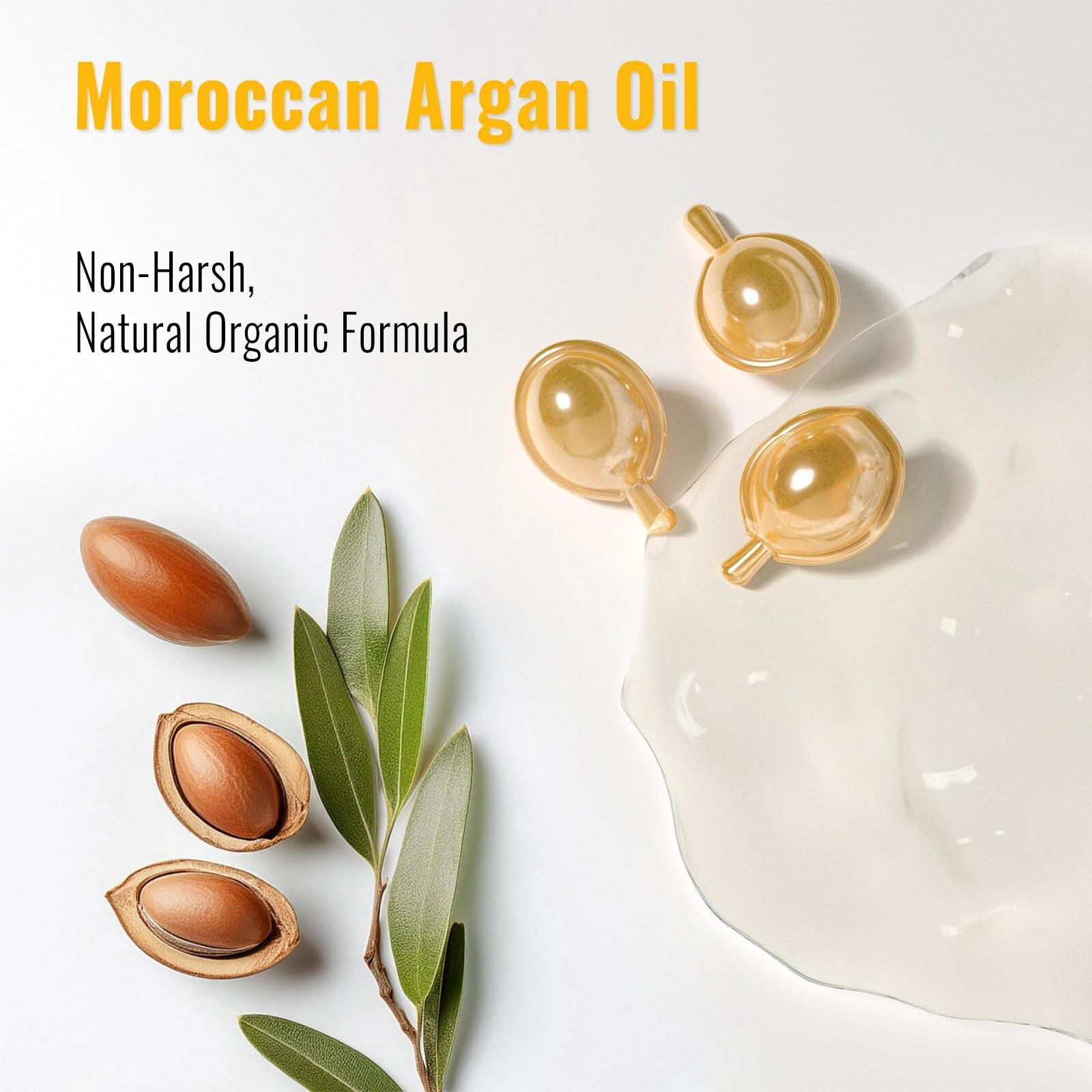 Frencciga Premium Argan Hair Treatment Serum Capsules, Moroccan Argan Oil For Repairing Nourishing Dry Damage Frizzed Hair 30 Capsules