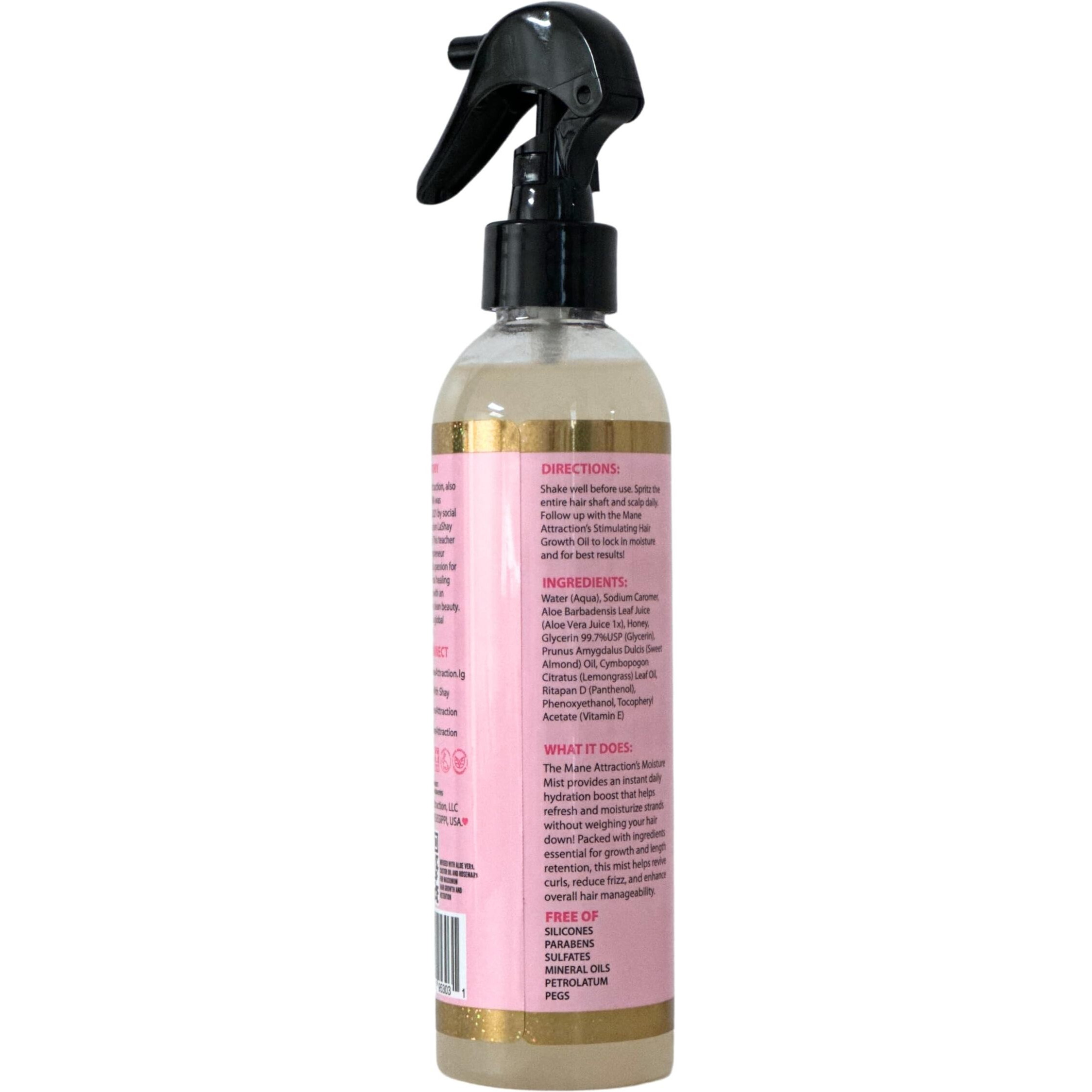 The Mane Attractions Nourishing Daily Hair Growth Moisture Mist For All Hair Types, Lightweight Moisturizer For Thicker, Longer Hair. Infused With Aloe Vera Juice, Sweet Almond Oil, And Honey. 8Oz