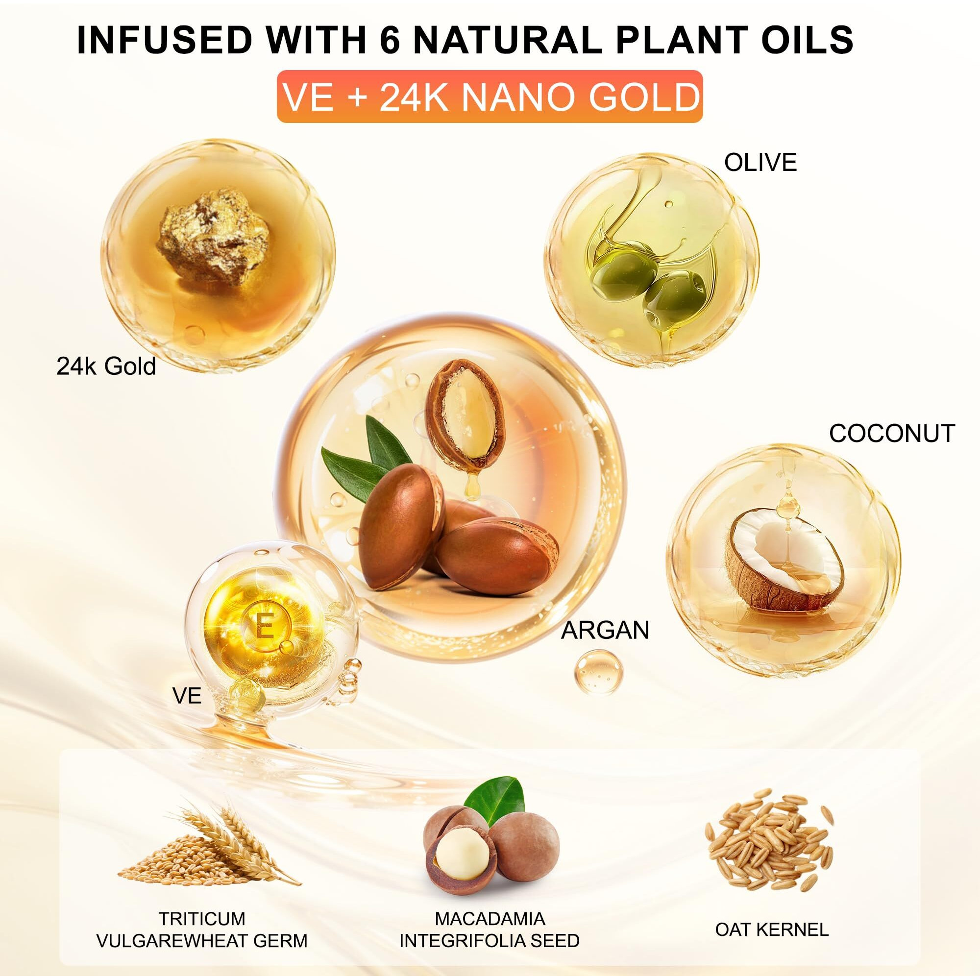 24K Gold Hair Oil, Repair Shine Serum With Coconut, Argan & Olive Oils - Heat Protectant And Frizz Control - Vegan, Lightweight Leave-In Treatment For Dry Damaged Hair (2.02 Fl Oz (Pack Of 1))