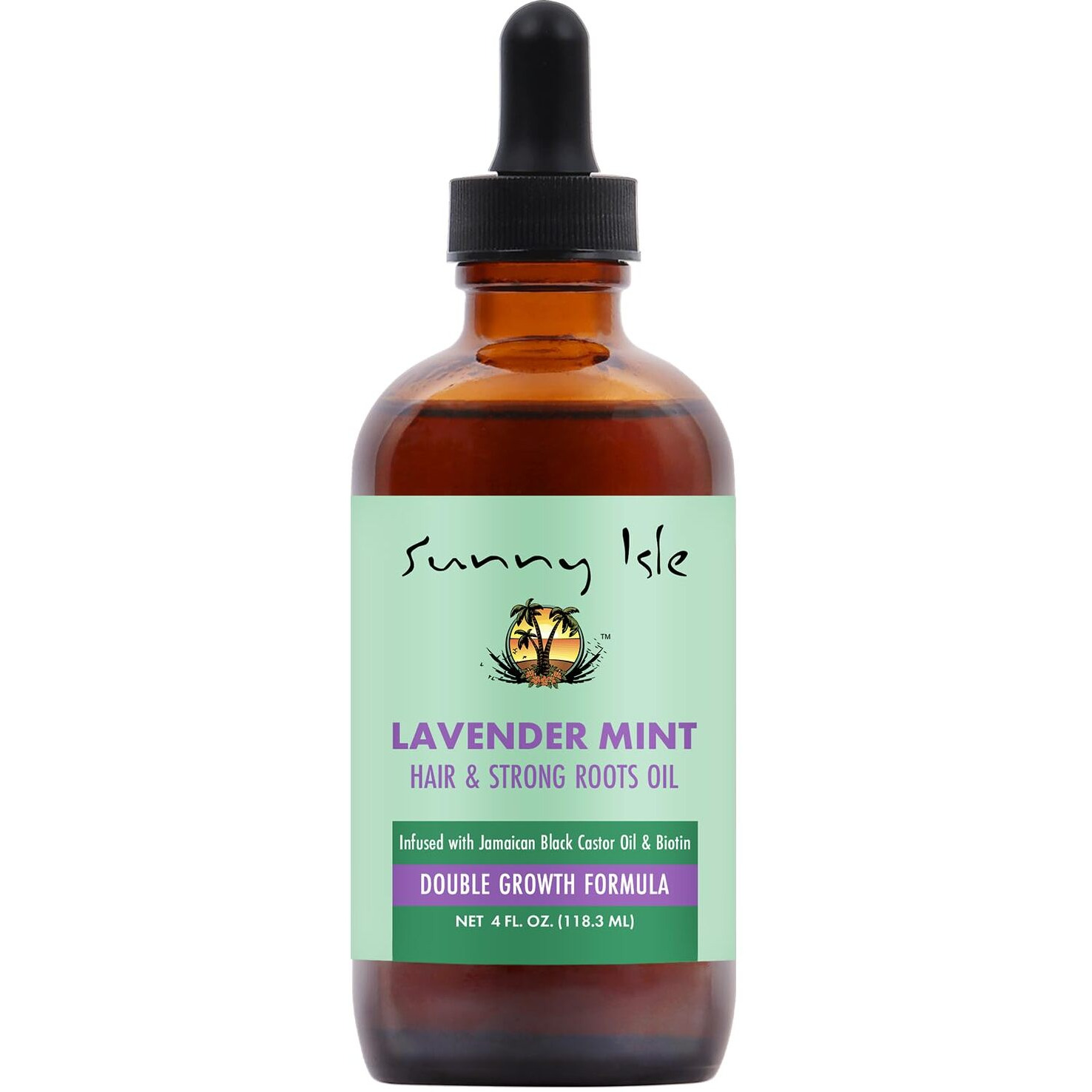 Sunny Isle Lavender Mint Hair And Strong Roots Oil 4Oz | Infused With Jamaican Black Castor Oil And Biotin | Strengthen And Nourish Hair Follicles | Dry Scalp, Split Ends | Double Growth Formula