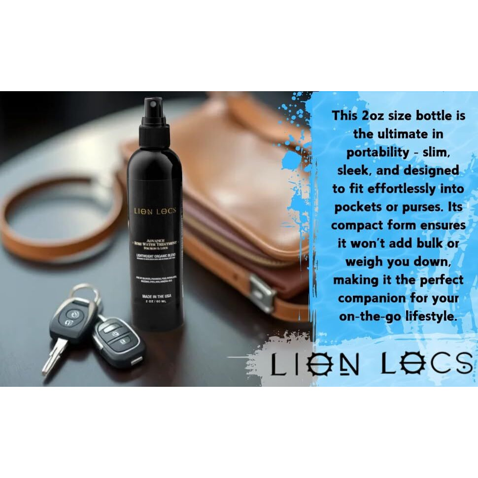 Lion Locs Rosewater Spray For Dreads, Dreadlocks, Braids, Faux Locs, Crochet Locs, Sisterlocks With Aloe, Essential Oils, Vitamins, And Glycerin | Organic Vegan Conditioner Rose Water Spritz (2Oz)