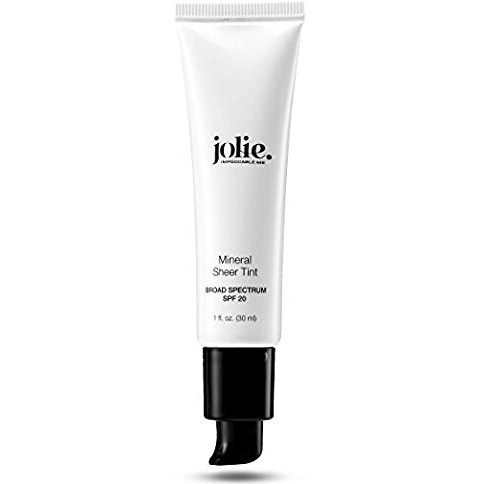 Jolie Mineral Sheer Tint Spf 20 Oil Free - Face Tinted Moisturizer - Hydration - Coverage - Sunscreen- Mineral Formula - Vegan (Alabaster)