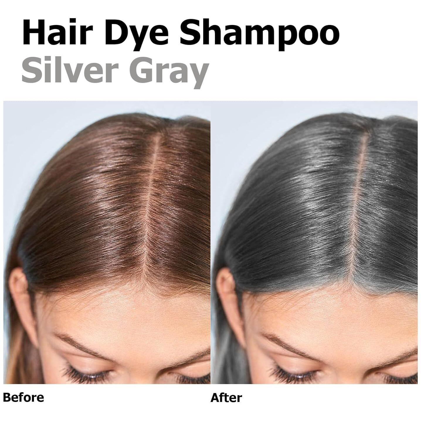 Silver Gray Hair Dye Shampoo 3 In 1, Magic Dye Colors In Minutes-Long Lasting & Easy To Use Argan Oil Herbal Hair Color Shampoo Champu Con Tinte Para Canas 500Ml
