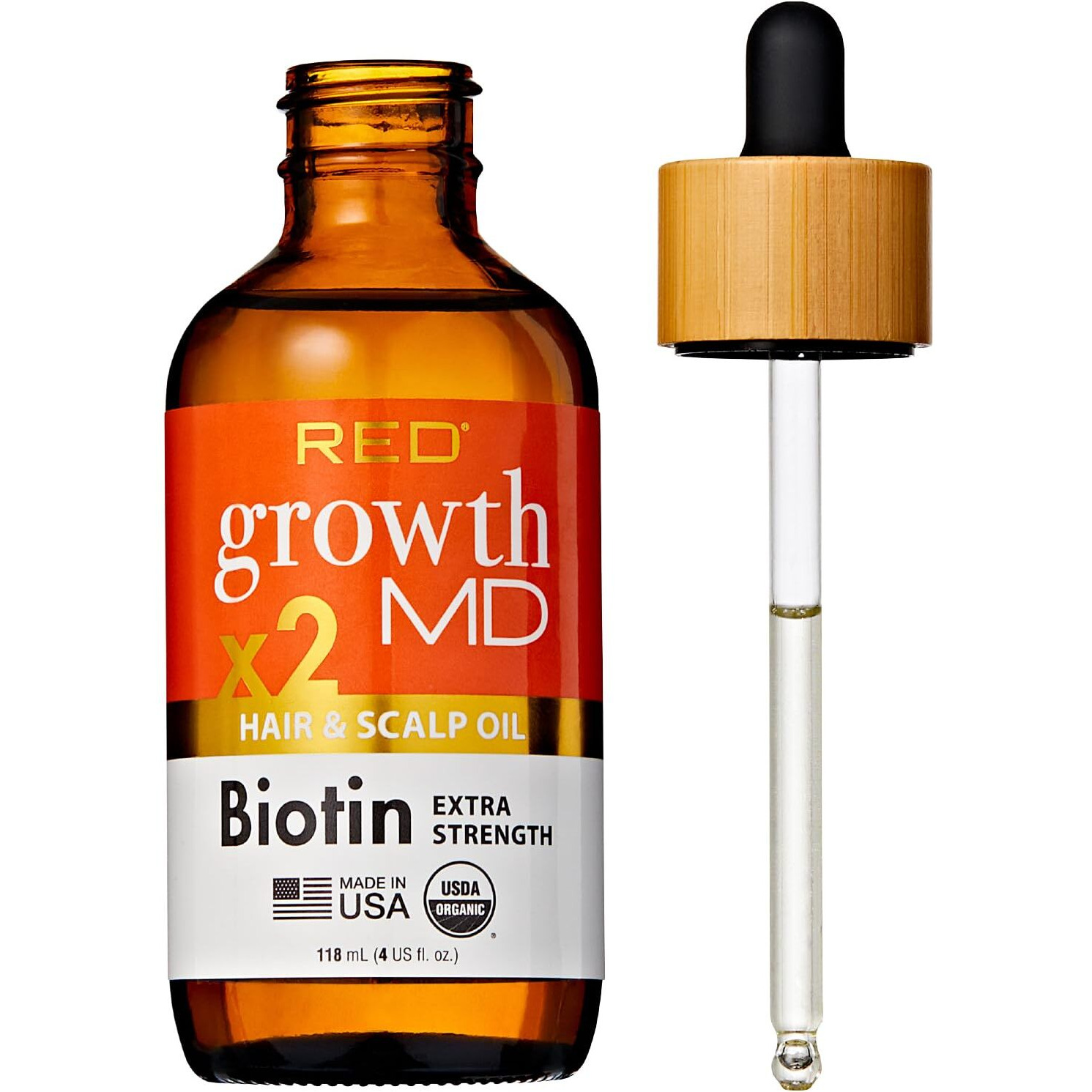 Red By Kiss Growth Md Strengthening Hair Oil With Biotin Rosemary For Hair Growth & Thinning, Cooling Scalp Treatment, Strengthens & Thickens Hair, Soothes Irritation (4 Fl Oz)