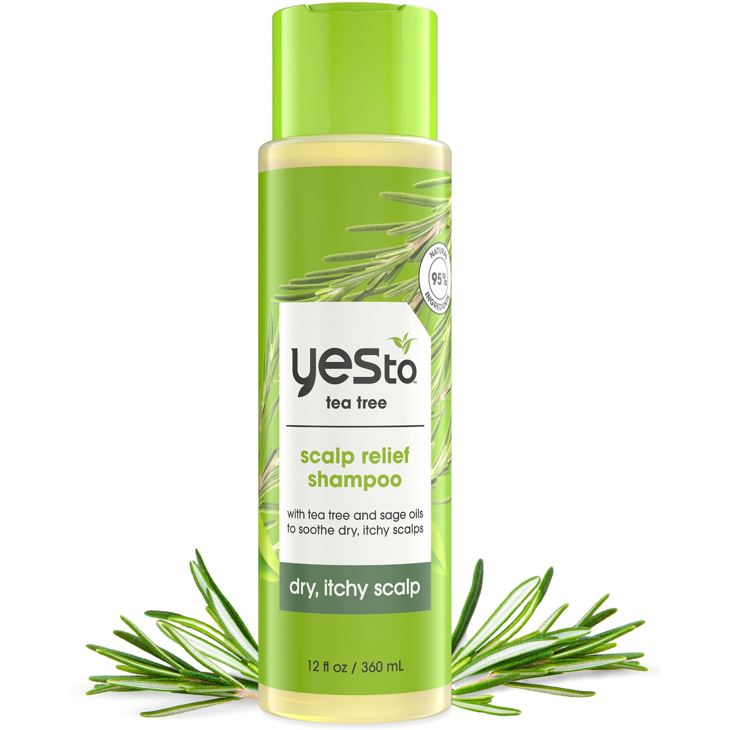 Yes To Tea Tree Scalp Relief Shampoo, Ph Balancing Formula To Calm Dry Itchy Scalp While Moisturizing & Nourishing Hair, With Tea Tree & Sage Oil, Natural, Vegan & Cruelty Free, 12 Fl Oz