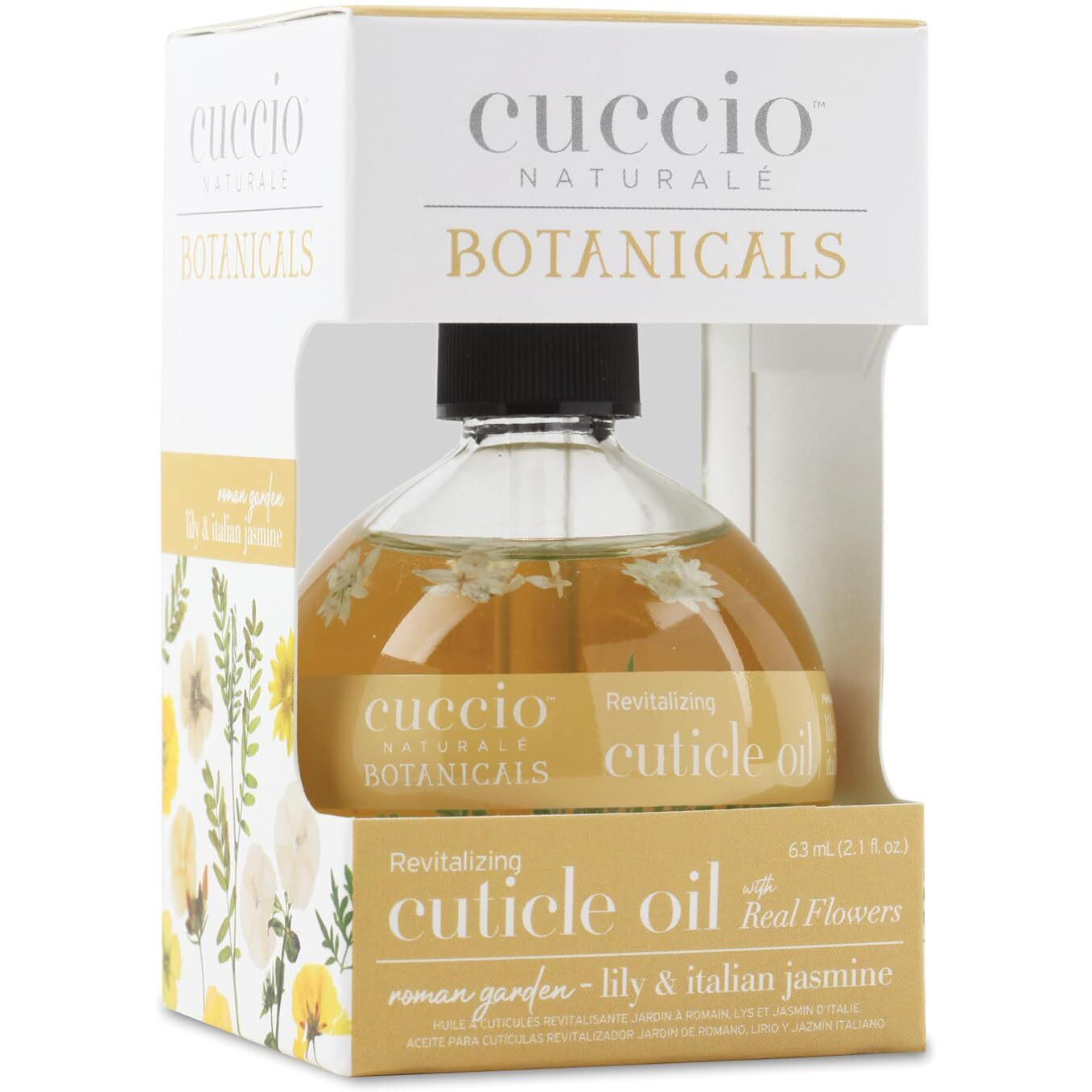 Cuccio Botanicals Revitalizing Cuticle Oil - Roman Garden (Lily & Italian Jasmine Scent) - Infused With Real Flowers & Natural Oils For Deep Hydration, Non-Greasy Spa Experience, 2.1 Oz
