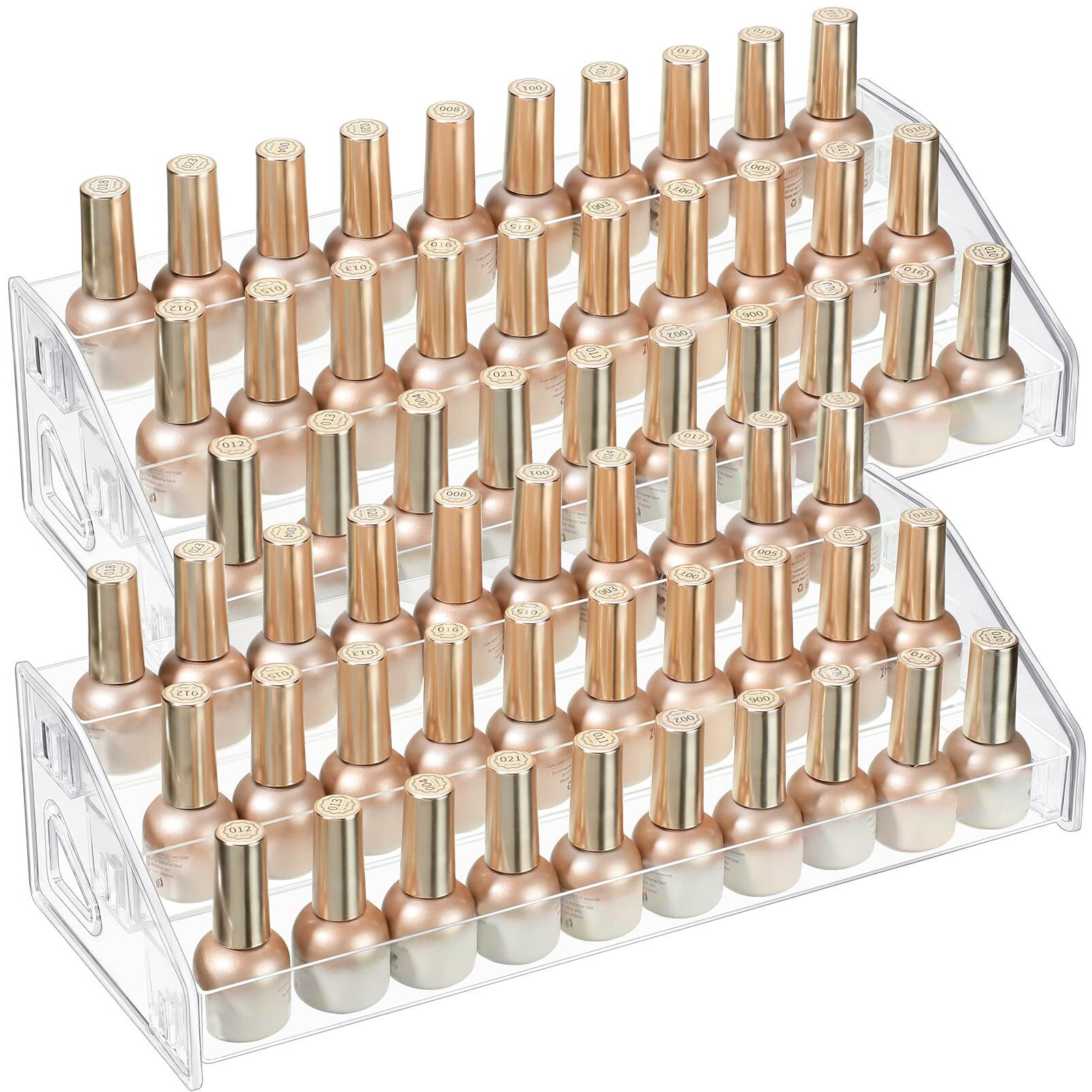 Jetec 2 Pcs Acrylic Card Display Stand Versatile Display For Trading Cards Greeting Card Sunglasses Organizer Nail Polish Holder Essential Oils Cosmetic Cases Eyewear Rack(3 Tiers Style)