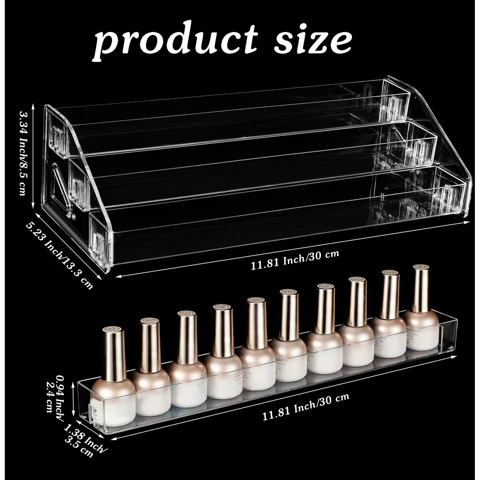 Jetec 2 Pcs Acrylic Card Display Stand Versatile Display For Trading Cards Greeting Card Sunglasses Organizer Nail Polish Holder Essential Oils Cosmetic Cases Eyewear Rack(3 Tiers Style)