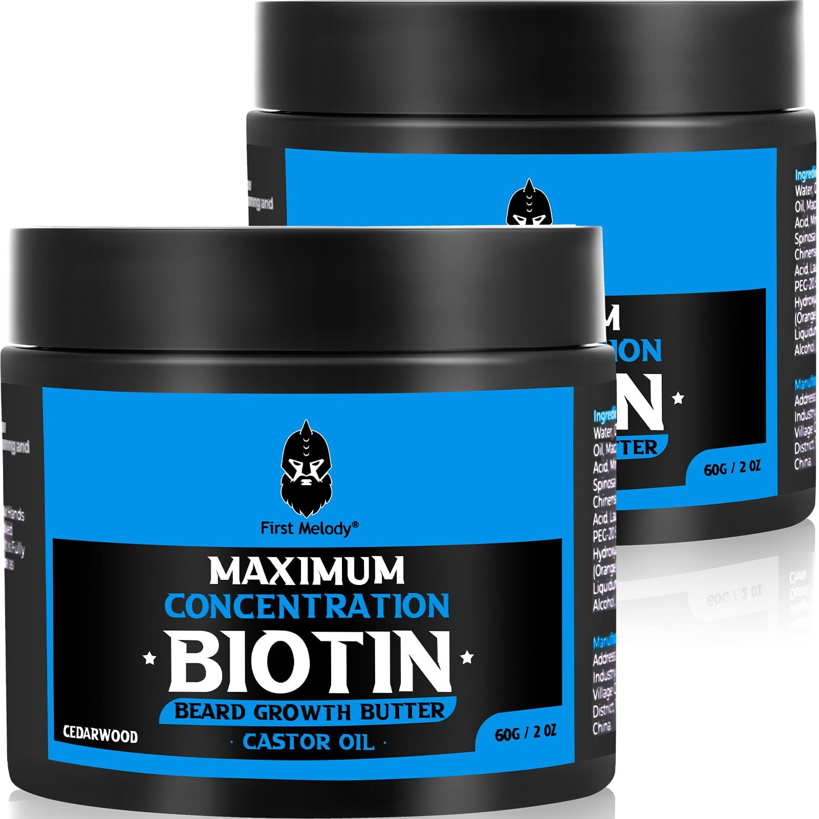 Beard Butter,Maximum Concentration Biotin,With Castor Oil And Argan & Jojoba Oils, Promotes Beard Growth, Styles, Strengthens & Softens Beards ,Unruly Beards While Relieving Itch,2 Ounce*2(2 Pack)