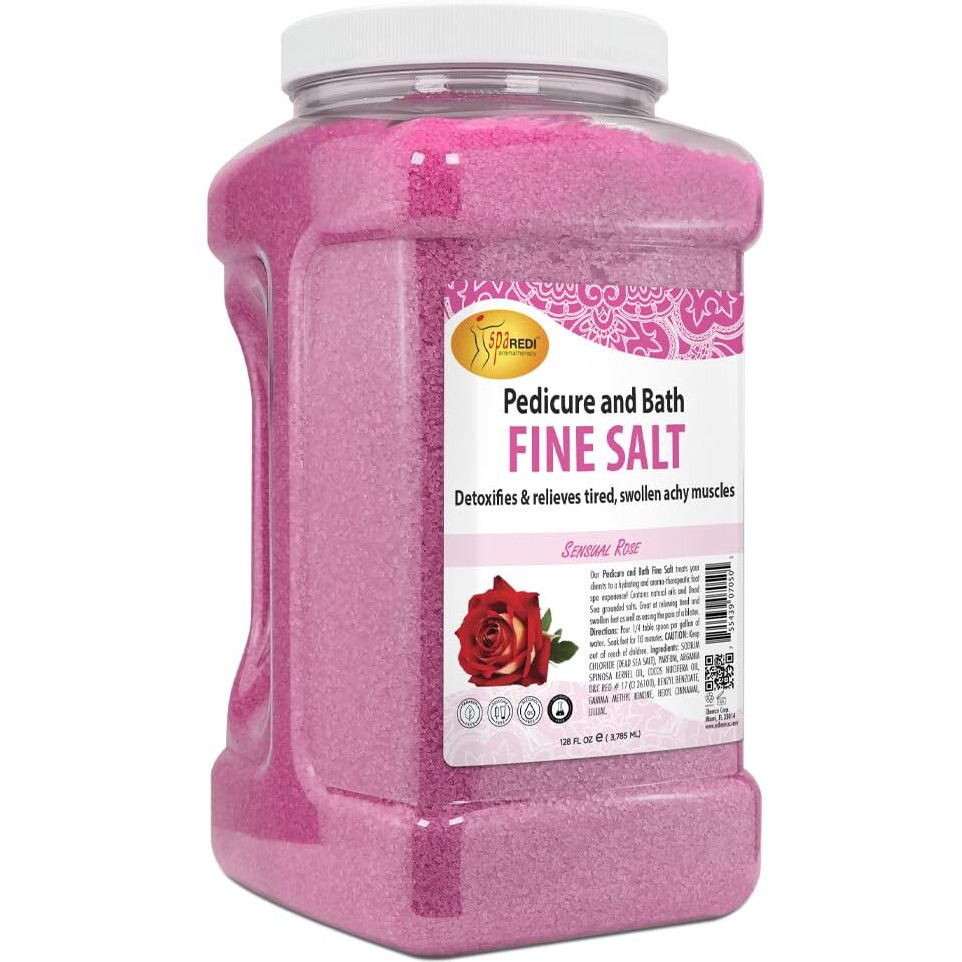 Spa Redi - Detox Foot Soak Pedicure And Bath Fine Salt, Sensual Rose, 128Oz - Made With Dead Sea Salts, Argan Oil, Coconut Oil, And Essential Oil - Hydrates, Softens And Moisturizes