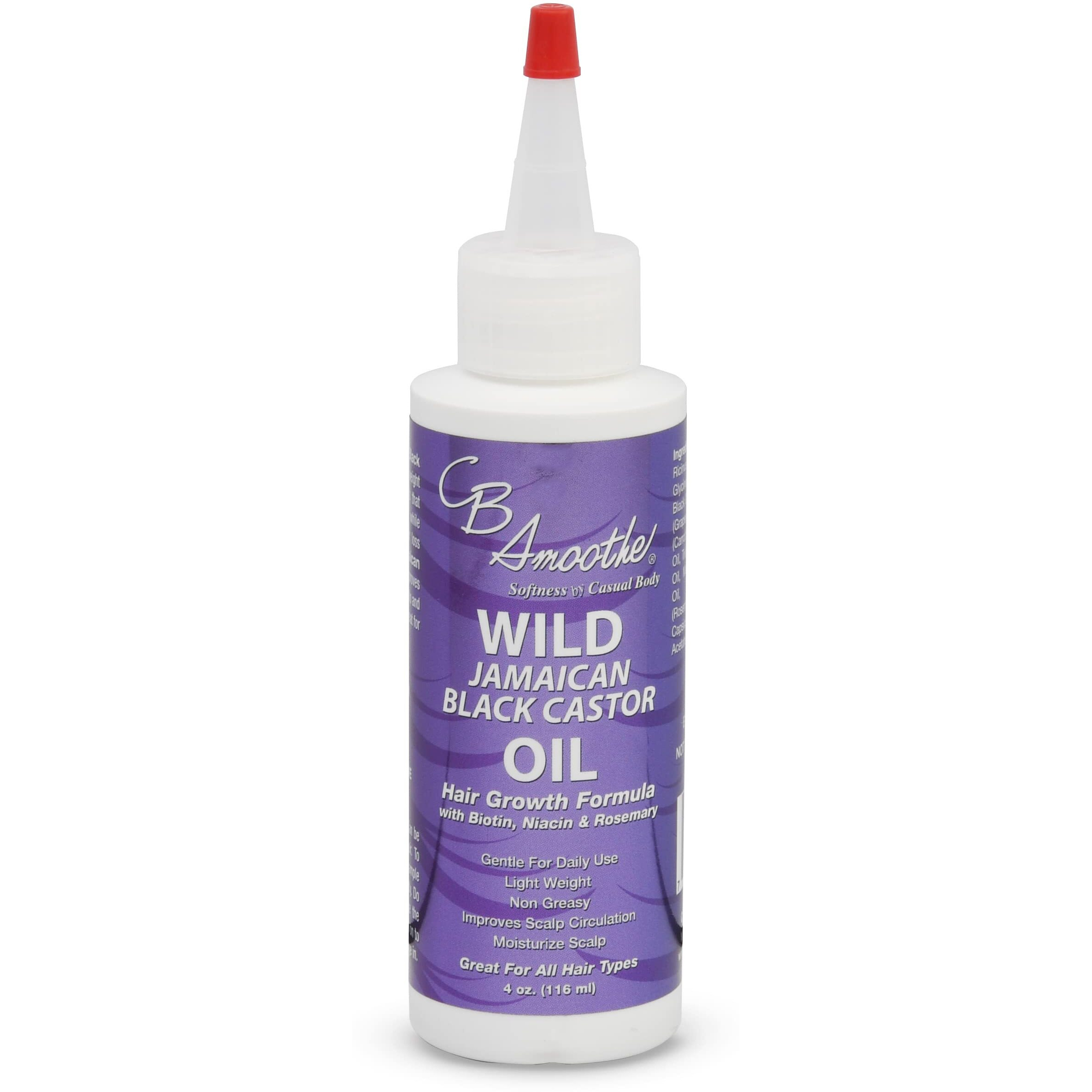 Cb Smoothe Wild Jamaican Black Castor Oil - Hair Growth Formula With Biotin, Niacin & Rosemary - Promotes Scalp Circulation & Natural Growth - Lightweight, Non Greasy Formula - 4Oz Bottle