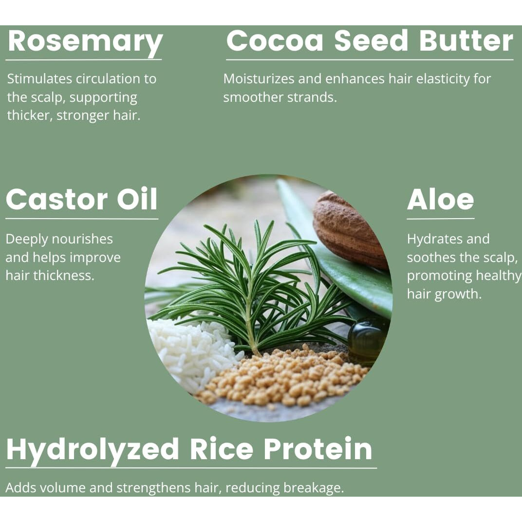 Pure Rosemary Natural Shampoo Bar - Volumizing, Strengthening, Thickening Solid Hair Growth Soap, Made In Usa With Rice Protein, Caffeine, Castor Oil, And Ginger, Organic For Women, Men