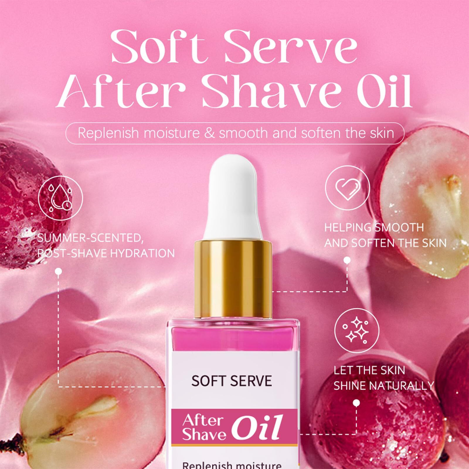 Strawberry Vanilla After Shave Oil, Soothing And Moisturizing, Prevents Ingrown Hair And Razor Burn, Natural Extracts, Fast Absorption, Irritation-Free Skin For Daily Use