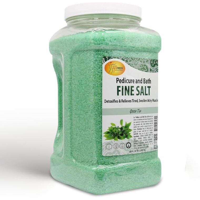 Spa Redi - Detox Foot Soak Pedicure And Bath Fine Salt, Green Tea, 128 Oz - Made With Dead Sea Salts, Argan Oil, Coconut Oil, And Essential Oil - Hydrates, Softens And Moisturizes