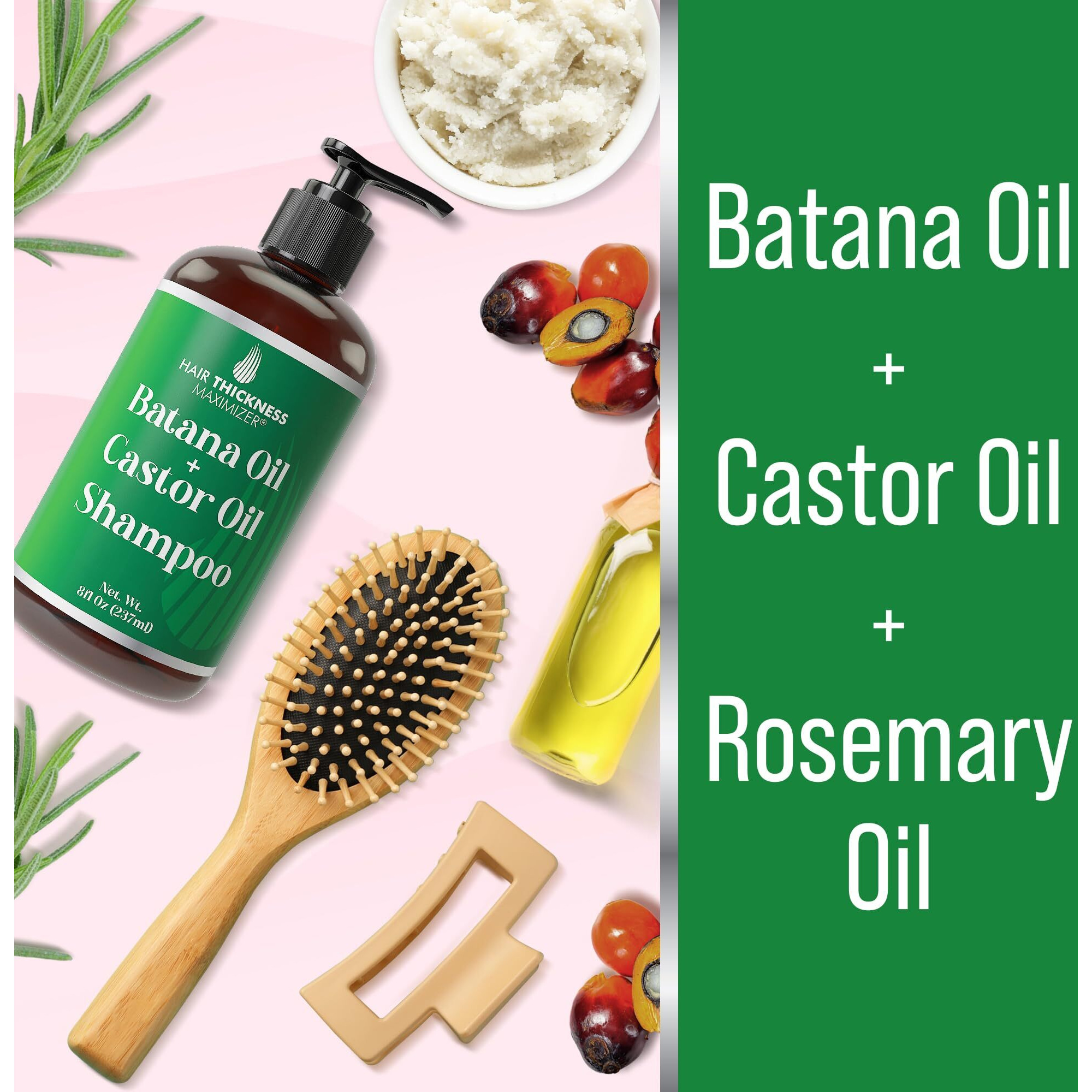 Batana Oil Shampoo For Hair Growth With Castor, Rosemary Oil To Strengthen, Cleanse & Moisturize Hair Without Stripping Natural Oils. Color Safe Batana Shampoo And Conditioner For Women, Men