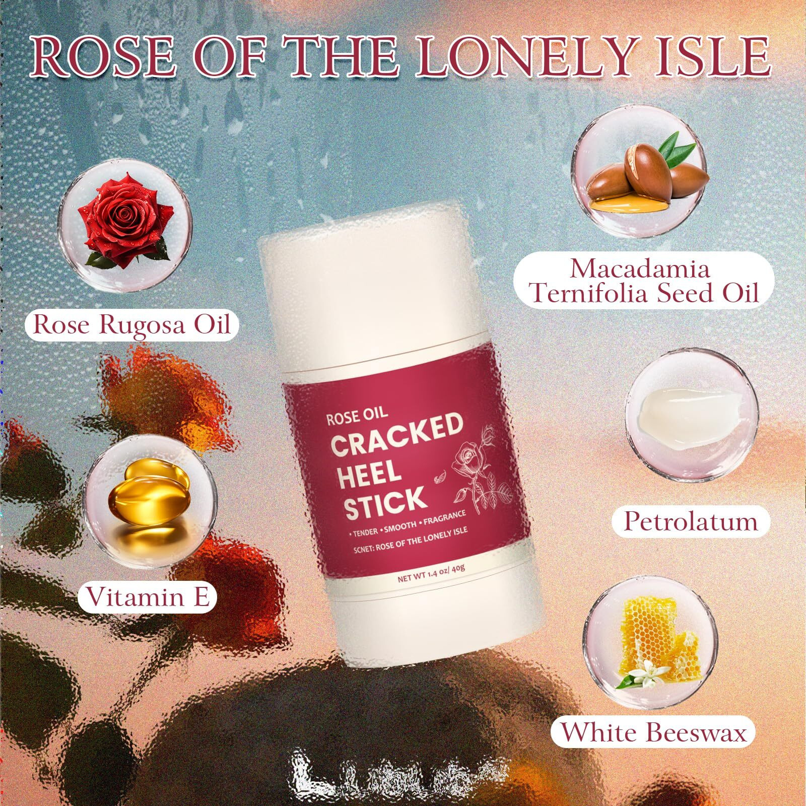 Teawoo 2-Pack Dual Formula Cracked Heel Repair Stick Set With 2 Heel Socks - Rose Oil & Jojoba Oil Infused Foot Balm For Dry, Cracked Feet - Moisturizing, No-Mess Applicator, Travel-Friendly