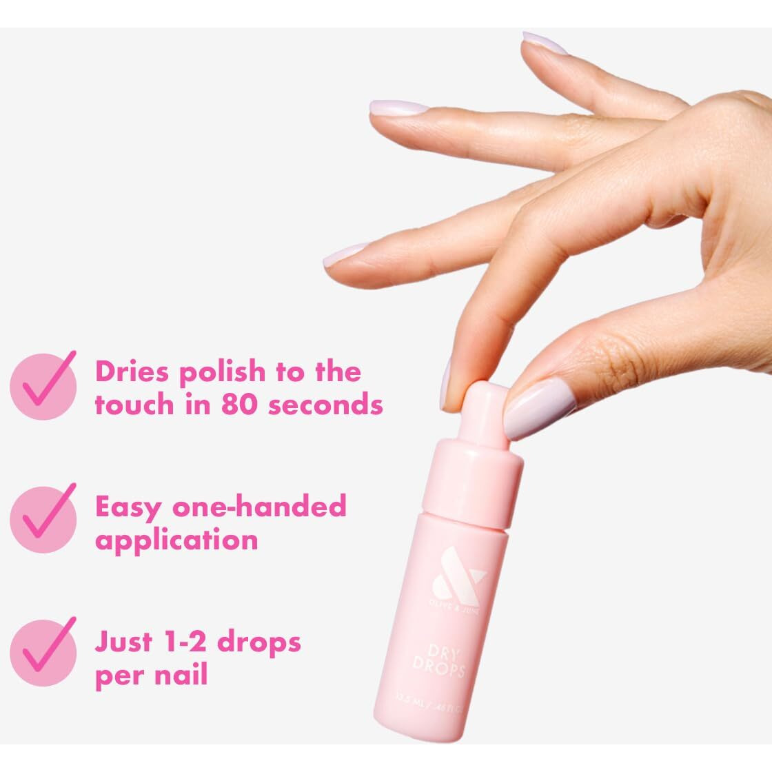 Olive & June Dry Drops | Quick Drying Polish Drops With Jojoba Oil | Touch-Dry In 80 Seconds | Easy One-Handed Application | Vegan & Cruelty-Free | Infused With Jojoba Oil