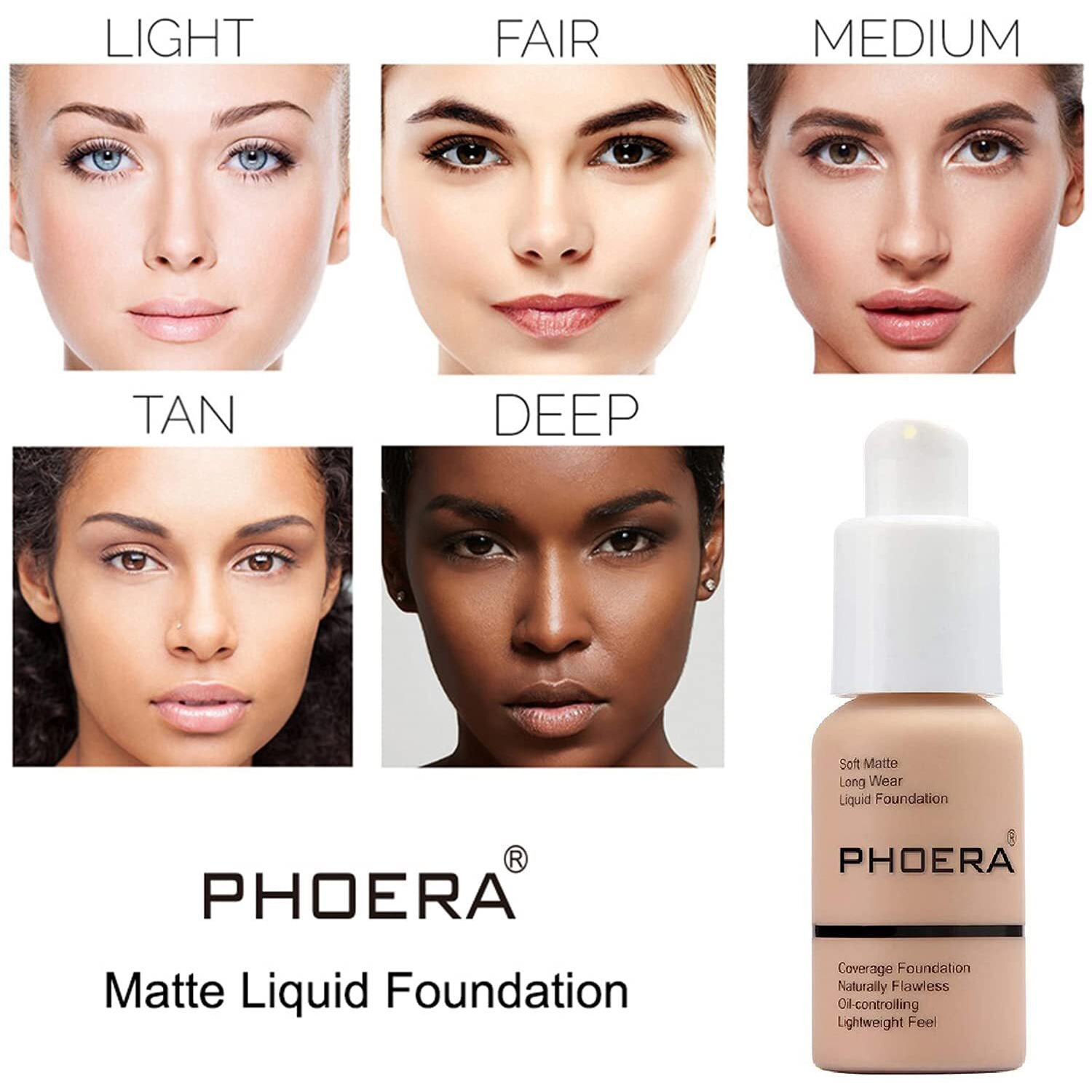 Phoera Foundation, Phoera Matte Liquid Foundation,Phoera Makeup For Women, Phoera Foundation Full Coverage Concealer, 30Ml 24Hr Matte Oil Control Concealer (109-Mocha)