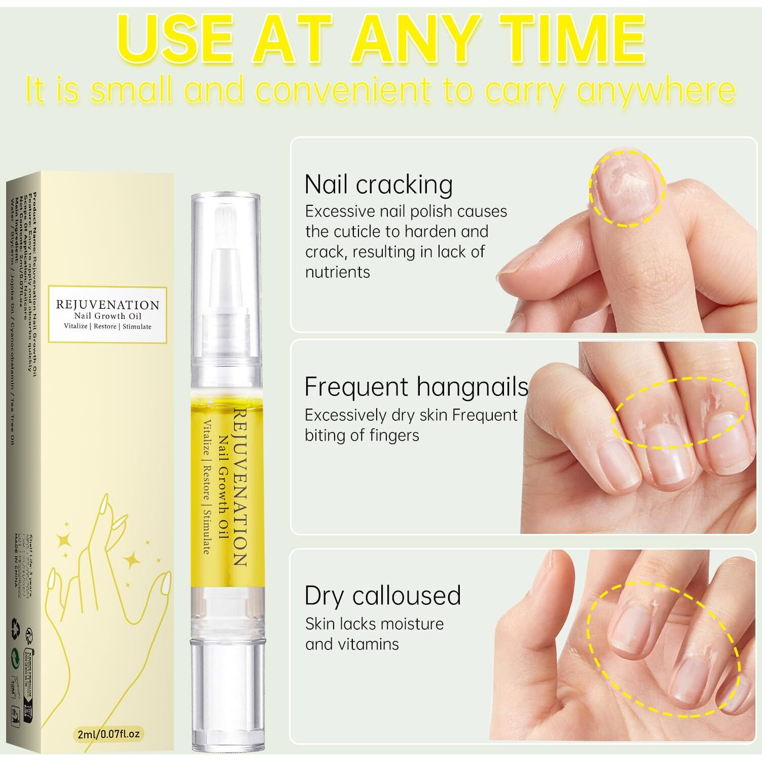 Generic Nail Growth Oil, 3Pcs Nail Growth And Strengthener, Instant Nail Repair For Peeling Breaking Thin Nails