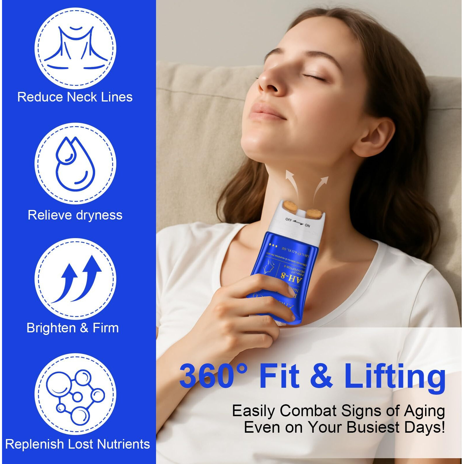 Lofuanna Ah-8 Firming Neck Cream,Firming Lifting Neck Creams For Tightening & Moisturizing Skin With Massage Roller, Ah-8 Neck Cream For Crepey Skin,Hydrating & Reduce Wrinkles For Men And Women
