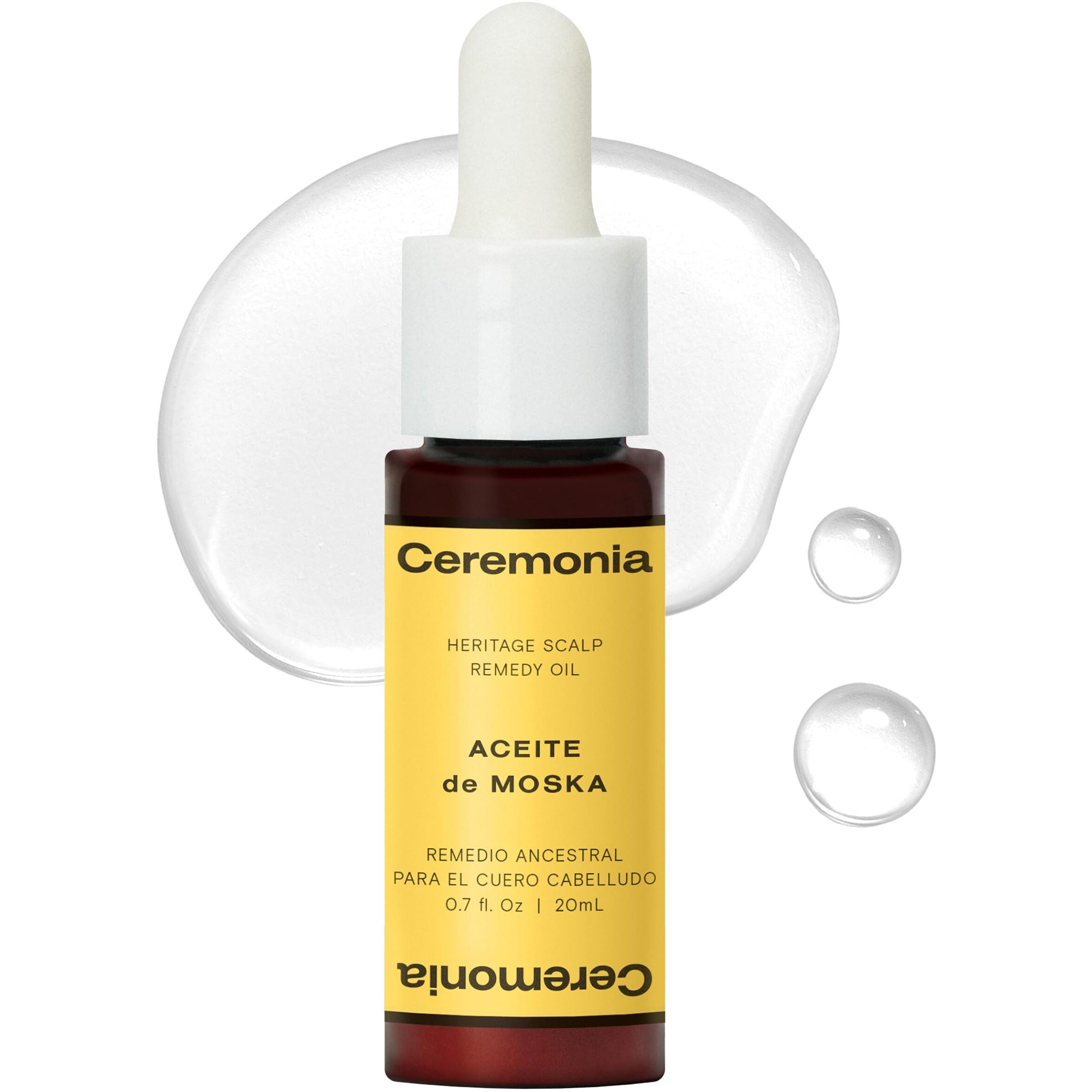 Ceremonia Aceite De Moska Hair Oil Heritage Scalp Remedy Serum Nourishing And Balancing Pre-Shampoo Treatment, 0.7 Fl. Oz. | 20 Ml.
