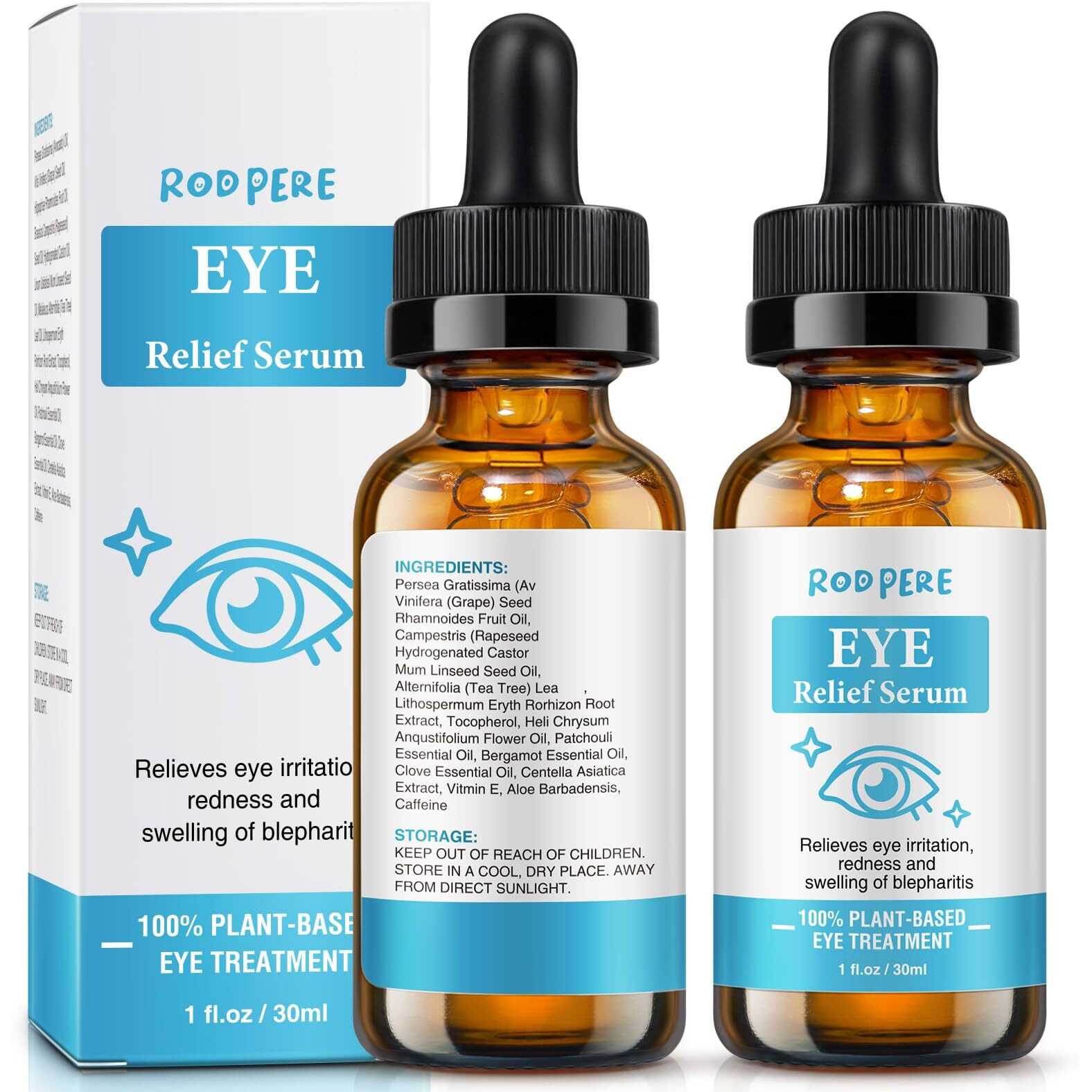 Eye Treatment Serum, Chalazion & Blepharitis Remover With Avocado Oil, Buckthorn Oil For Eyelid, 2Pcs Tea Tree & Caffeine Eye Serum For Redness, Puffiness, Eye Relief.