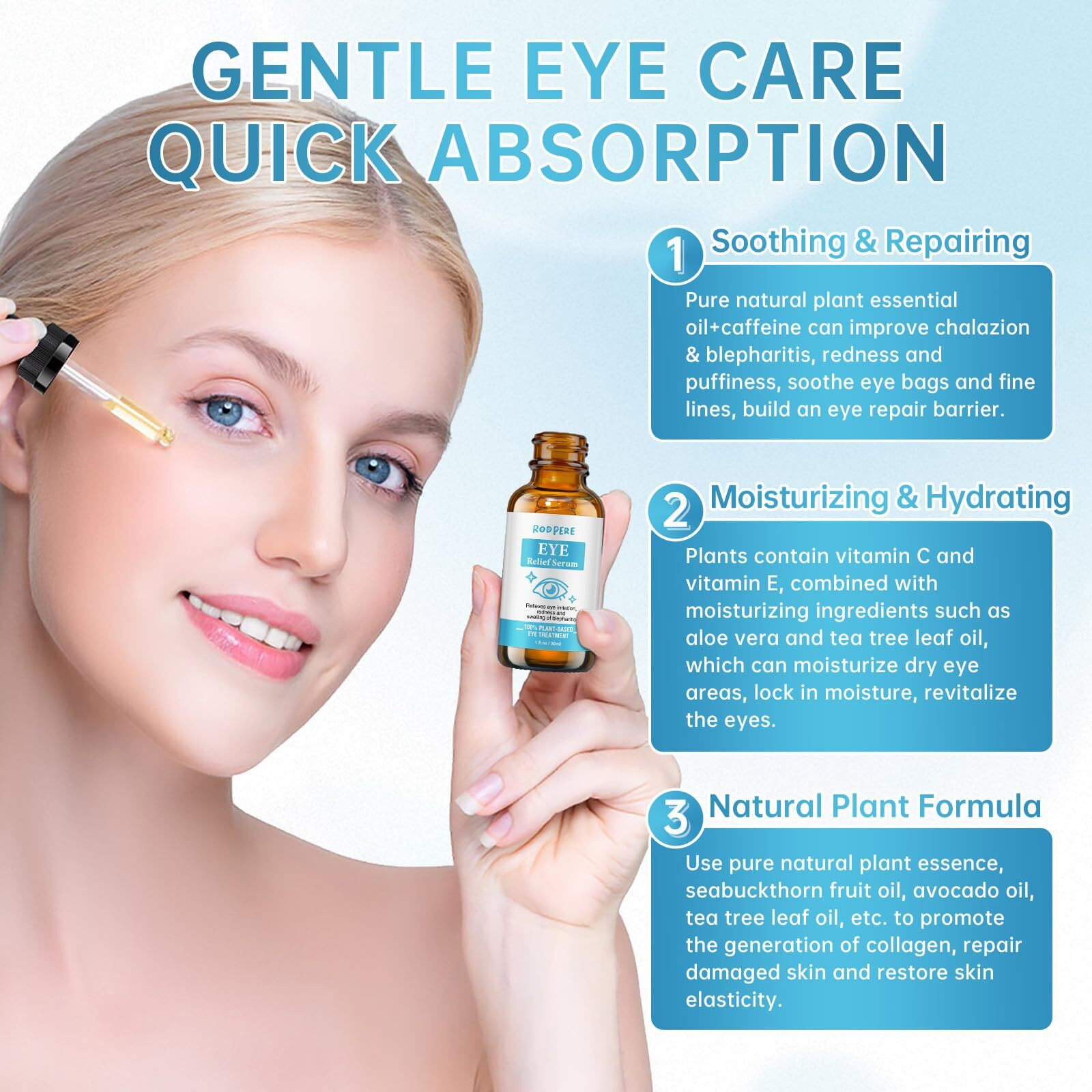Eye Treatment Serum, Chalazion & Blepharitis Remover With Avocado Oil, Buckthorn Oil For Eyelid, 2Pcs Tea Tree & Caffeine Eye Serum For Redness, Puffiness, Eye Relief.