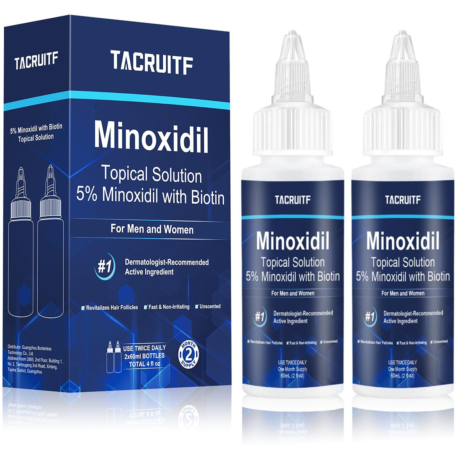 5% Minoxidil With Biotin, Hair Growth Treatment, Minoxidil Hair And Beard Growth Oil, Minoxidil For Men And Women, Supports Thicker And Fuller Hair & Beard (4 Fl Oz, 2 Month Supply)