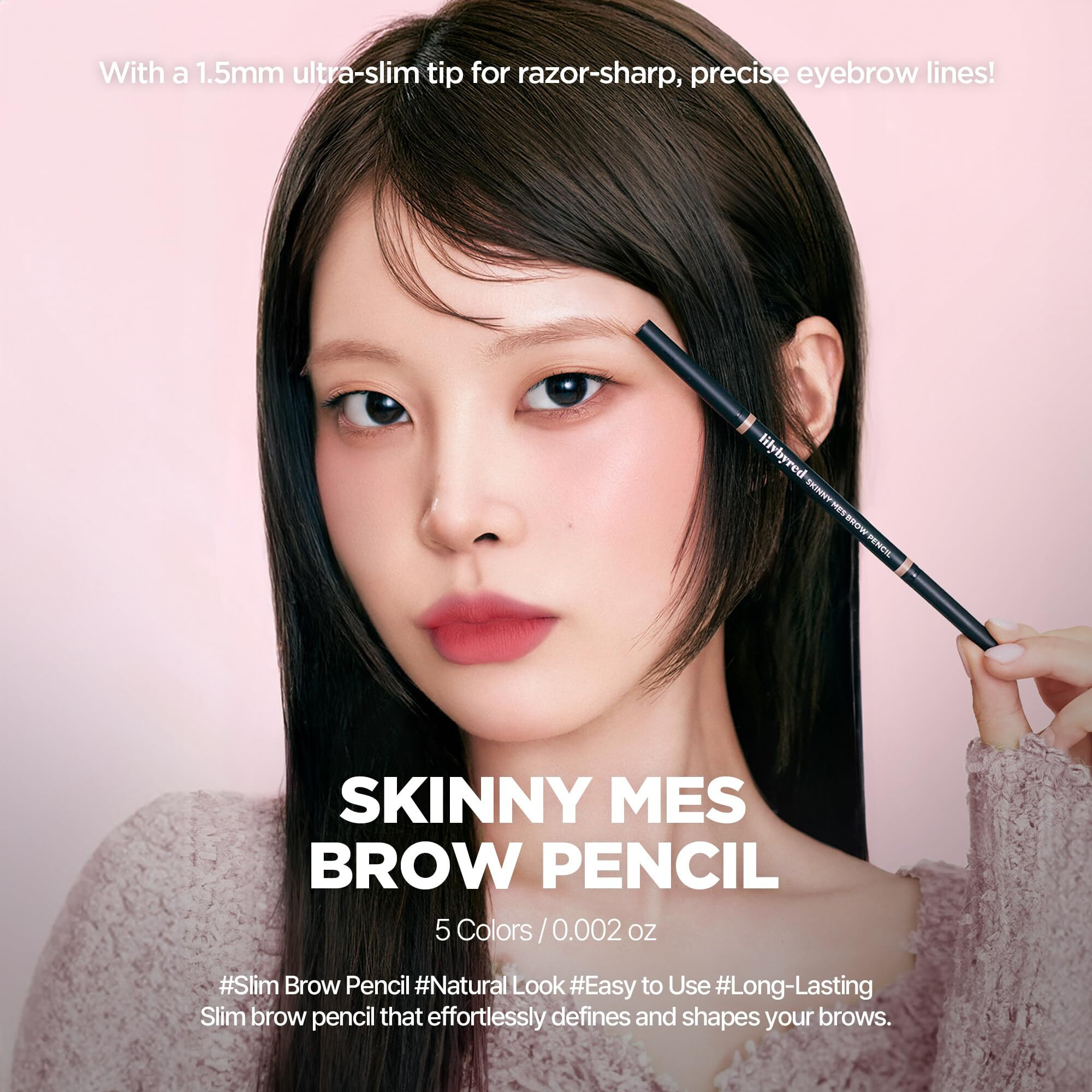 Lilybyred Skinny Mes Brow Pencil | Korean 1.5Mm Ultra-Slim Tip Eyebrow Pencil, Natural Hard Formula, Fine Hair-Like Strokes, Oil-Control, Sweat-Resistant, Long-Lasting, 0.005 Oz. (05 Taupe Brown)