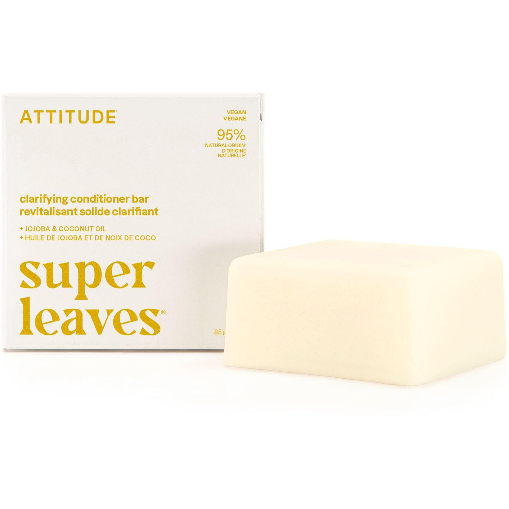 Attitude Clarifying Conditioner Bar, Natural Origin, For Greasy And Oily Hair, Jojoba & Coconut Oil, Clean Ingredients, Vegan, Earl Grey & Fresh Cucumber, 3 Oz